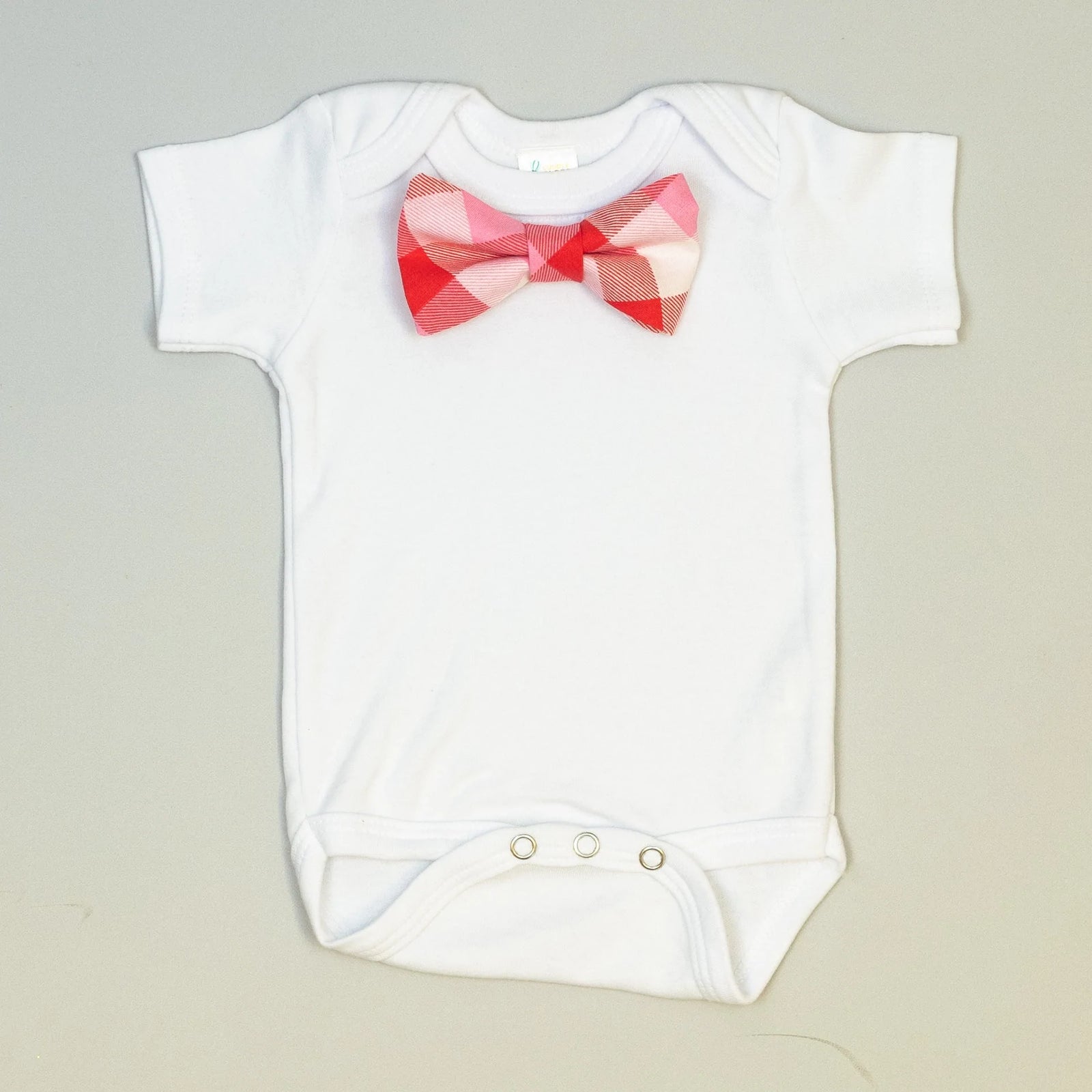 Cuddle Sleep Dream Bowtie Bodysuit Pink & Red Large Check Bowtie Bodysuit