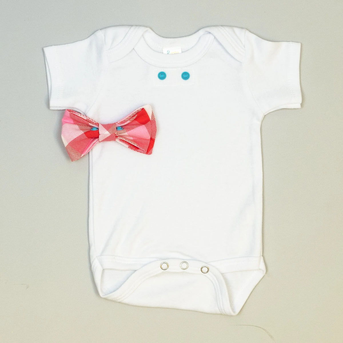 Cuddle Sleep Dream Bowtie Bodysuit Pink &amp; Red Large Check Bowtie Bodysuit