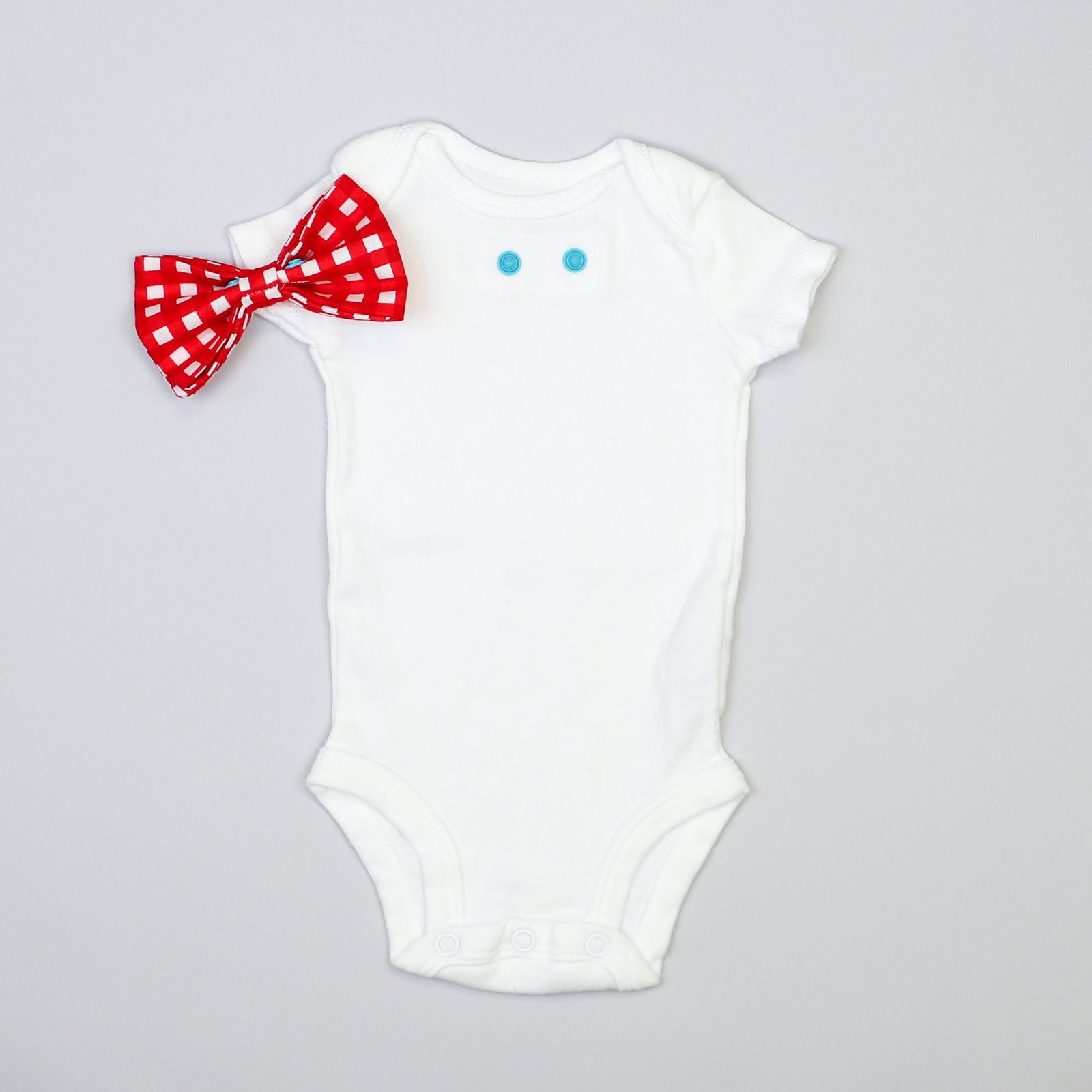 Cuddle Sleep Dream Oh Snap Red Gingham Bowtie Onesie