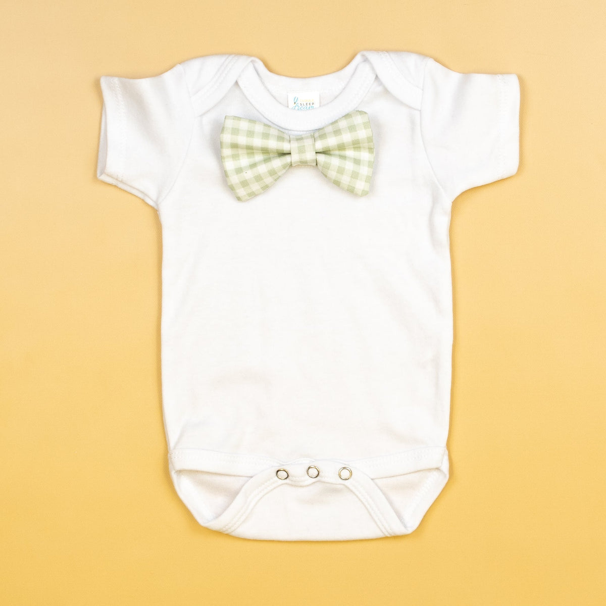 Cuddle Sleep Dream Bowtie Bodysuit Sage Green Check Bowtie Bodysuit