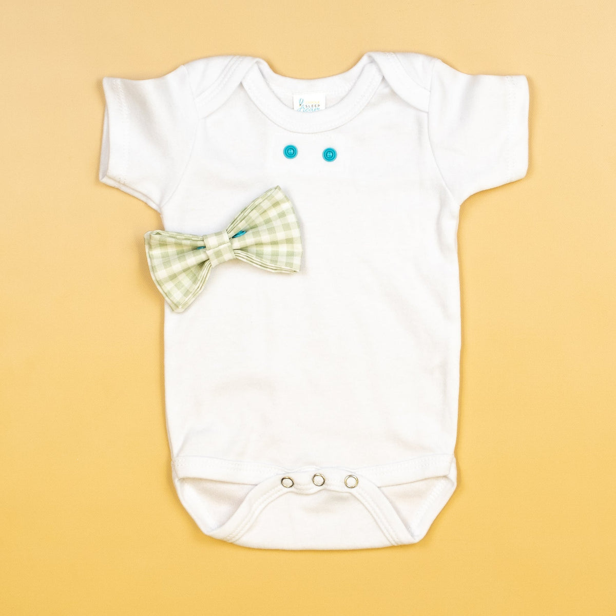 Cuddle Sleep Dream Bowtie Bodysuit Sage Green Check Bowtie Bodysuit