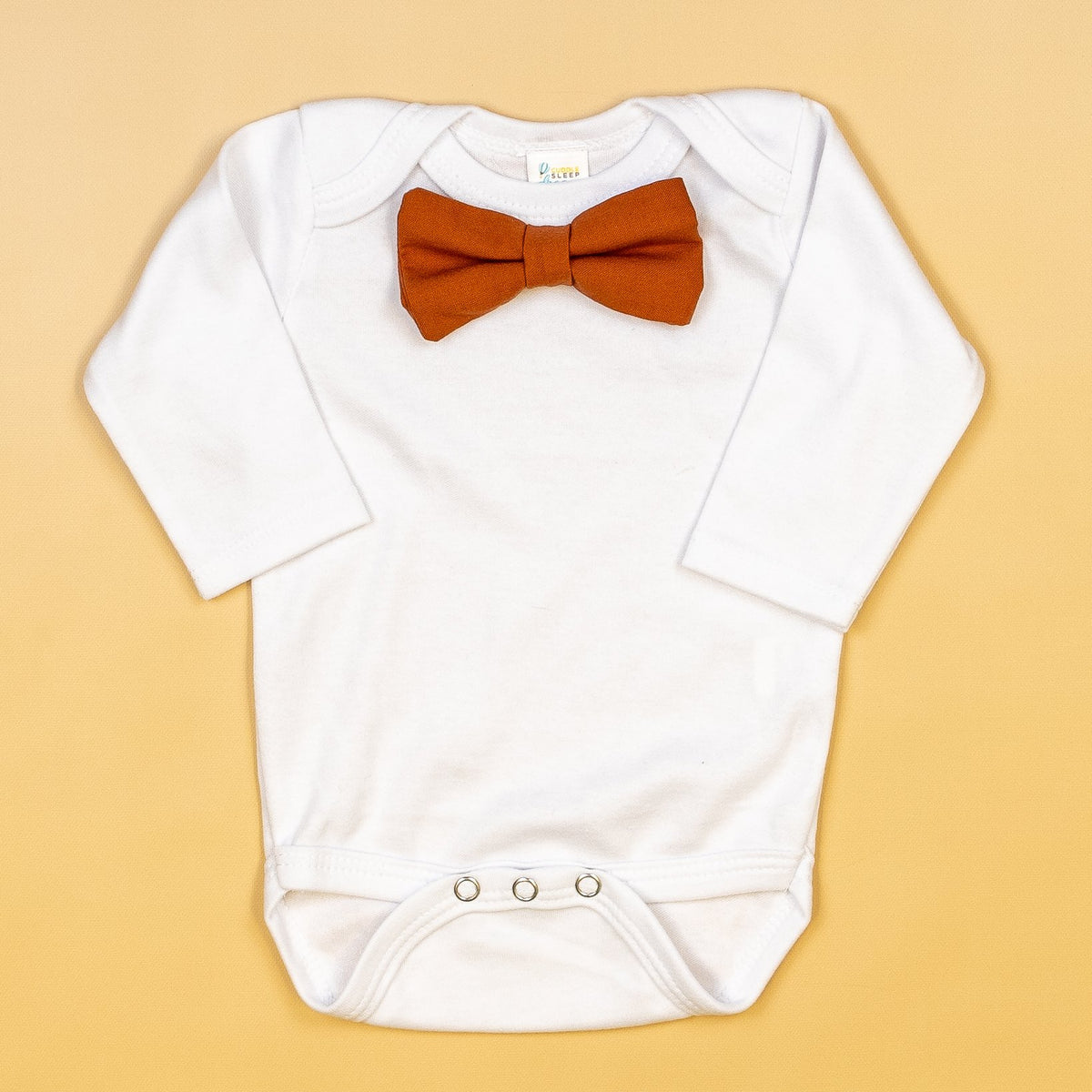 Cuddle Sleep Dream Bowtie Bodysuit NB Long Sleeve Bodysuit Solid Burnt Orange Bowtie Bodysuit