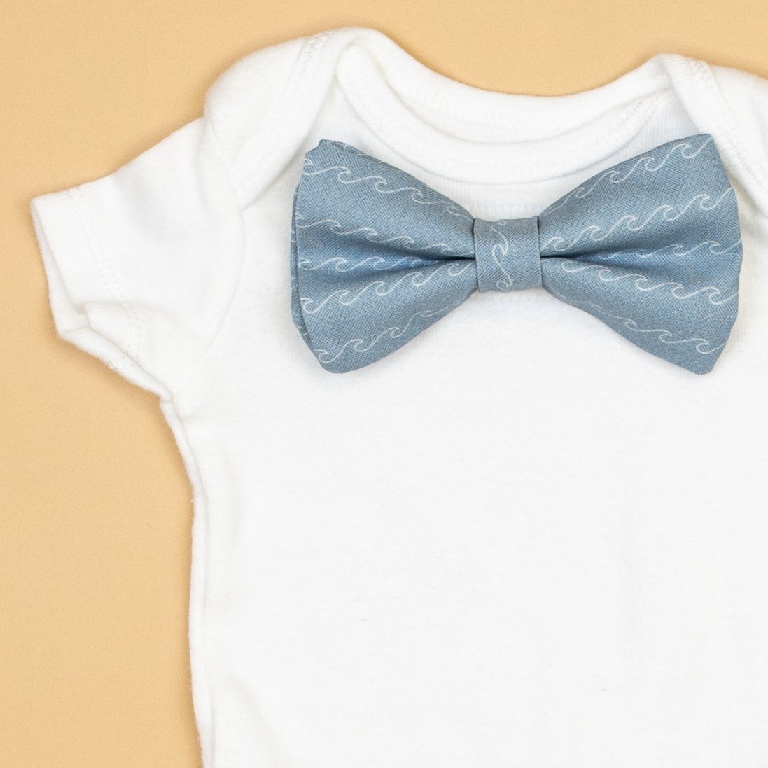 Cuddle Sleep Dream Bowtie Bodysuit Waves on Blue Bowtie Bodysuit