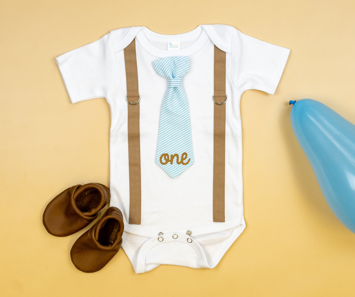 Cuddle Sleep Dream Oh Snap Classic Baby Blue 1st Birthday Tie Onesie