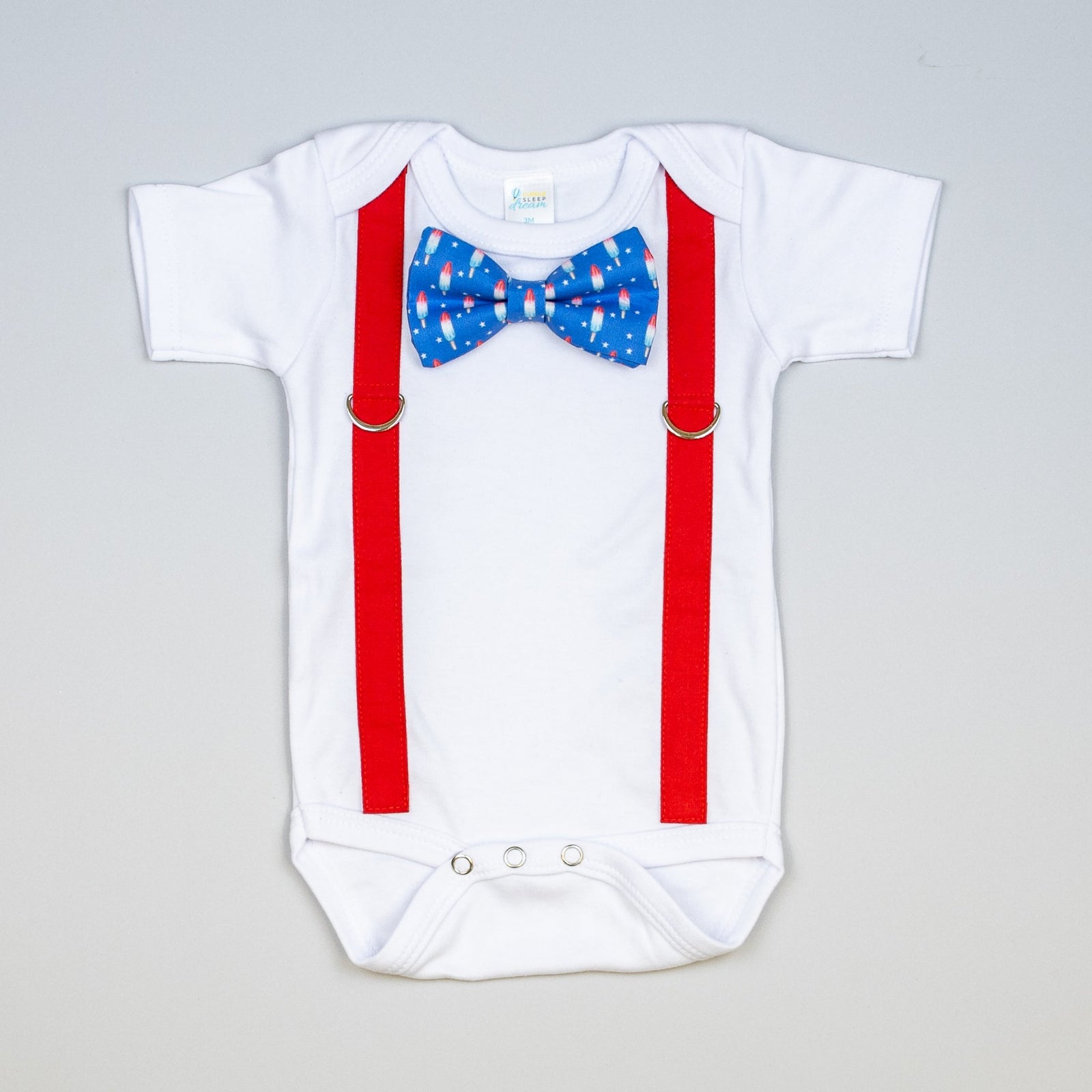 Cuddle Sleep Dream Oh Snap Red Suspenders & Popsicle Bowtie Bodysuit/Tshirt