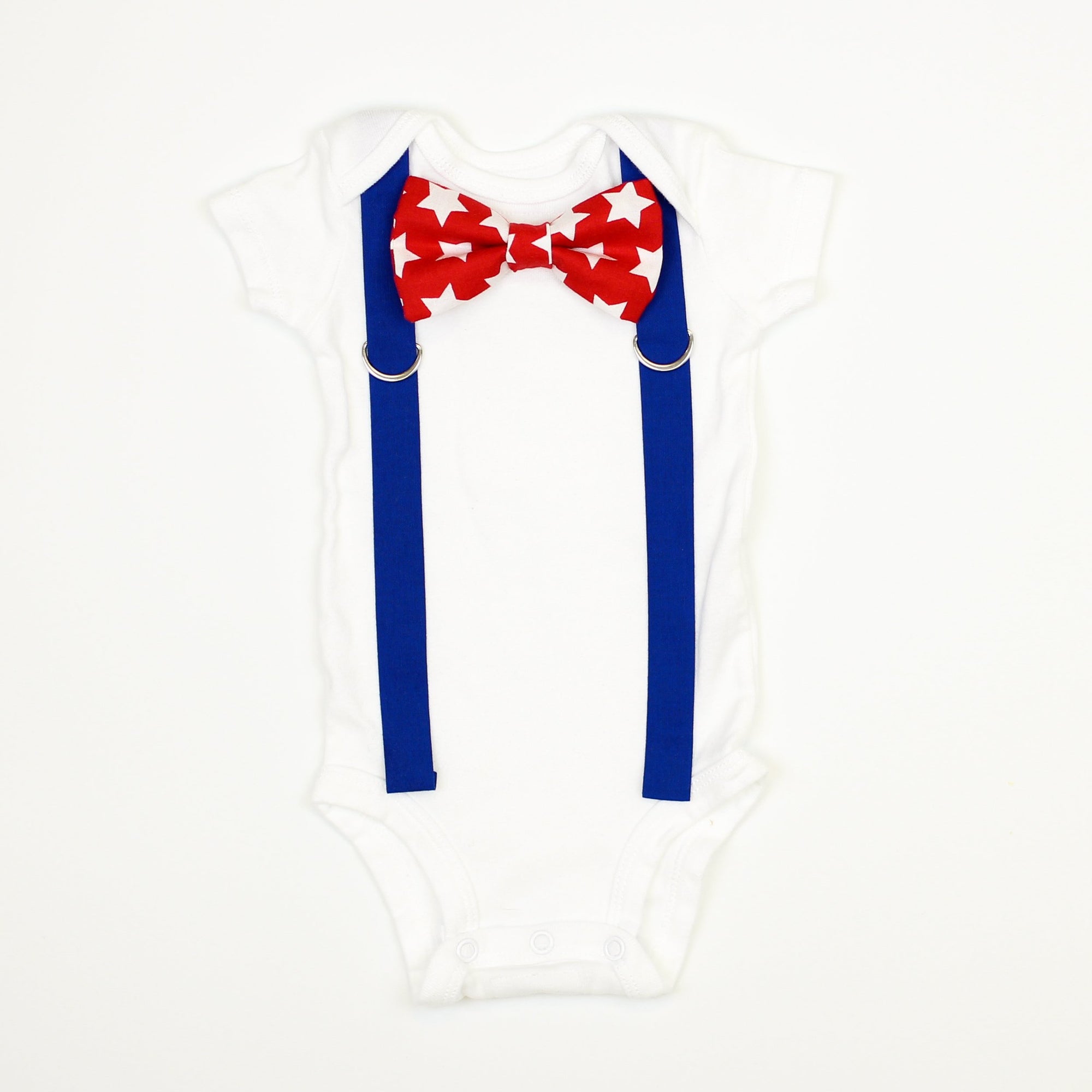 Royal Blue Suspenders | Red Stars Bow Tie