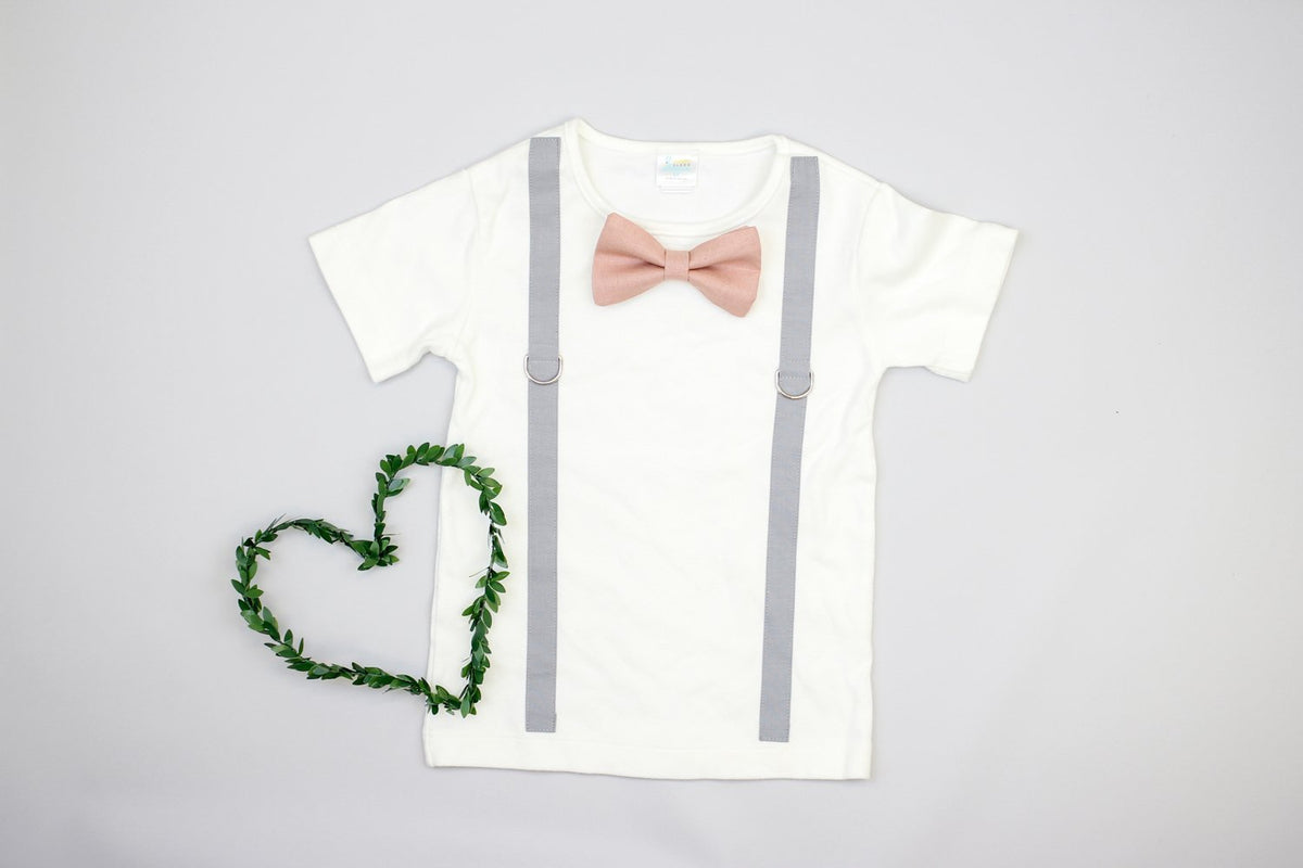 Cuddle Sleep Dream Oh Snap Light Gray Suspenders / Blush Bowtie