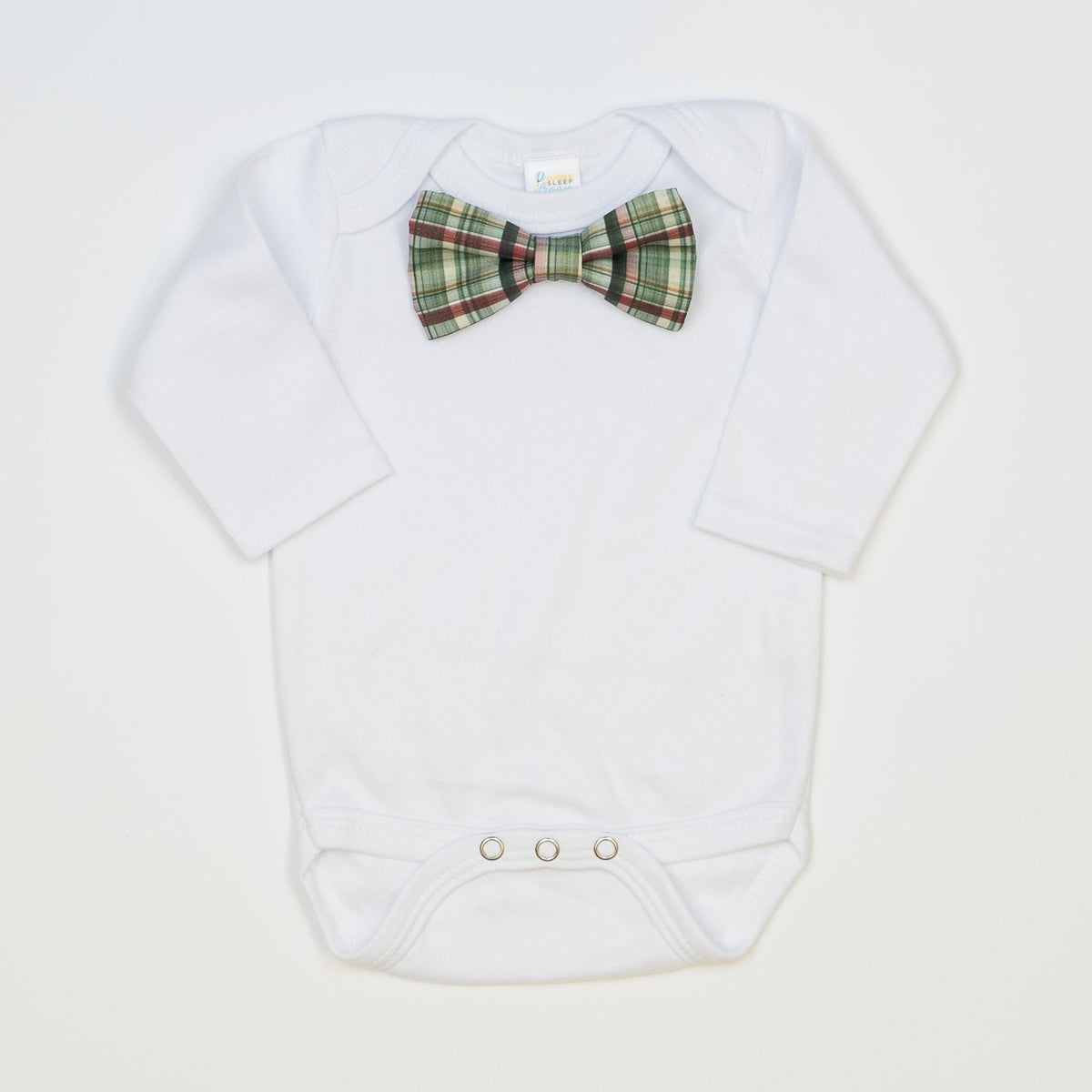 Cuddle Sleep Dream Bowtie Bodysuit Green Christmas Plaid Bowtie Bodysuit
