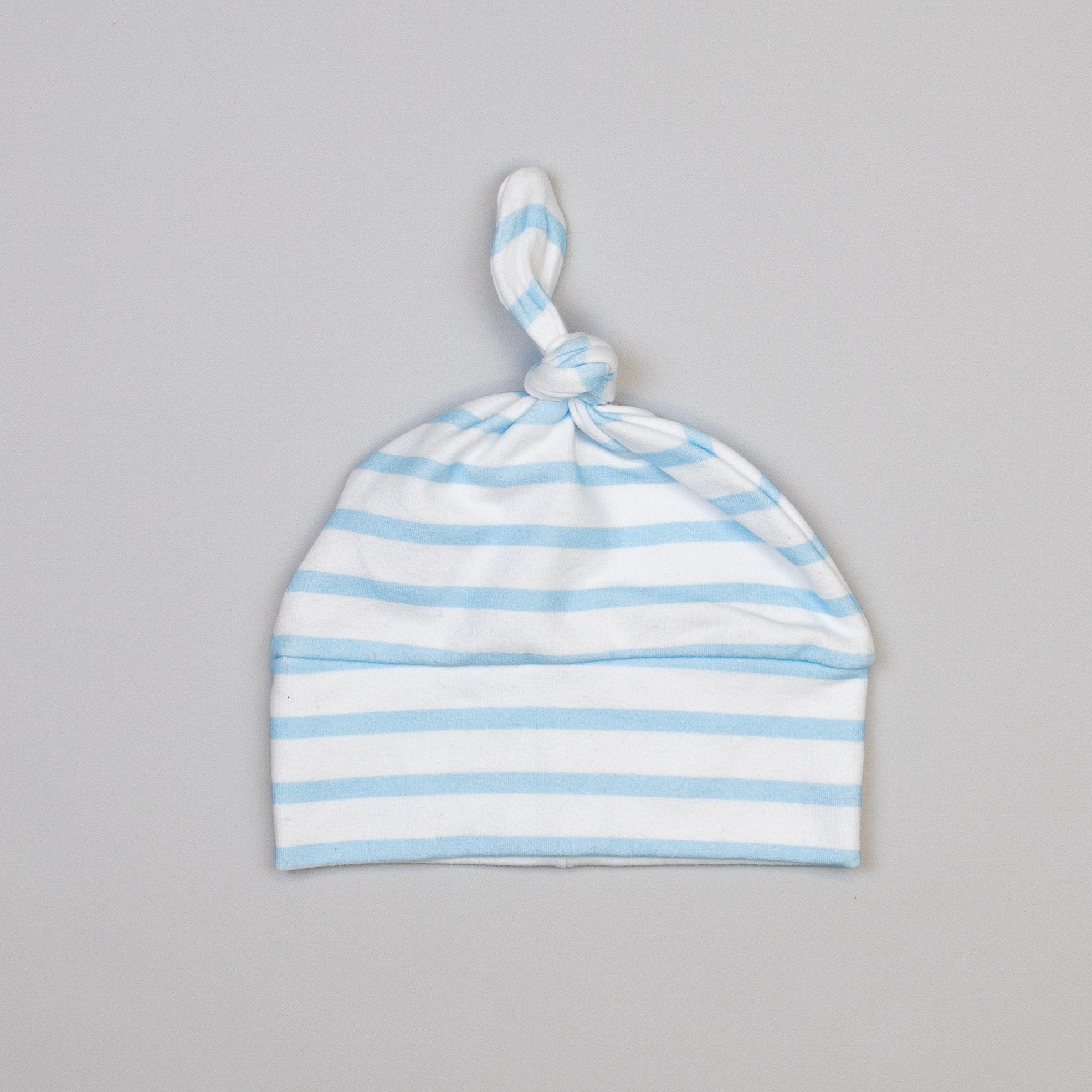Blue/White Stripe French Terry Knot Hat