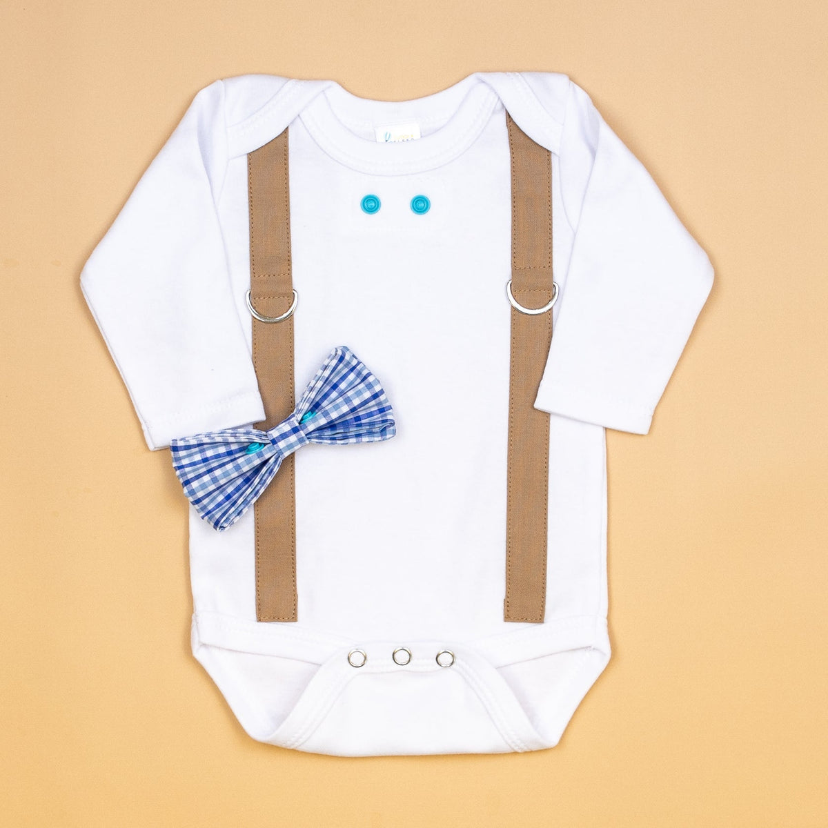 Cuddle Sleep Dream Oh Snap Mocha Brown Suspender / Blue Check Bowtie