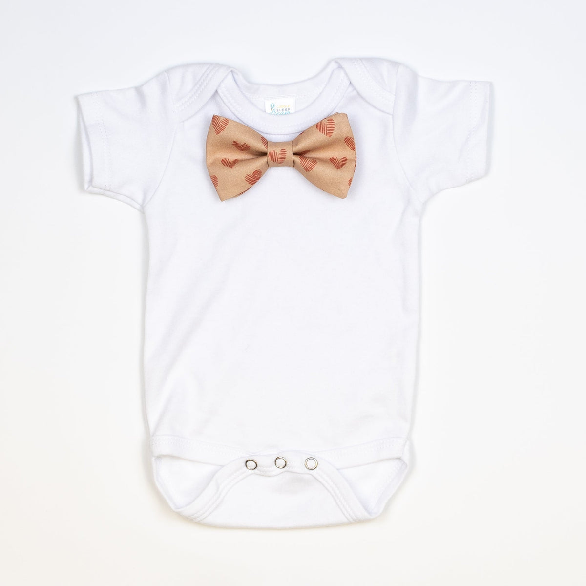 Cuddle Sleep Dream Bowtie Bodysuit Sketch Hearts on Latte Bowtie Bodysuit