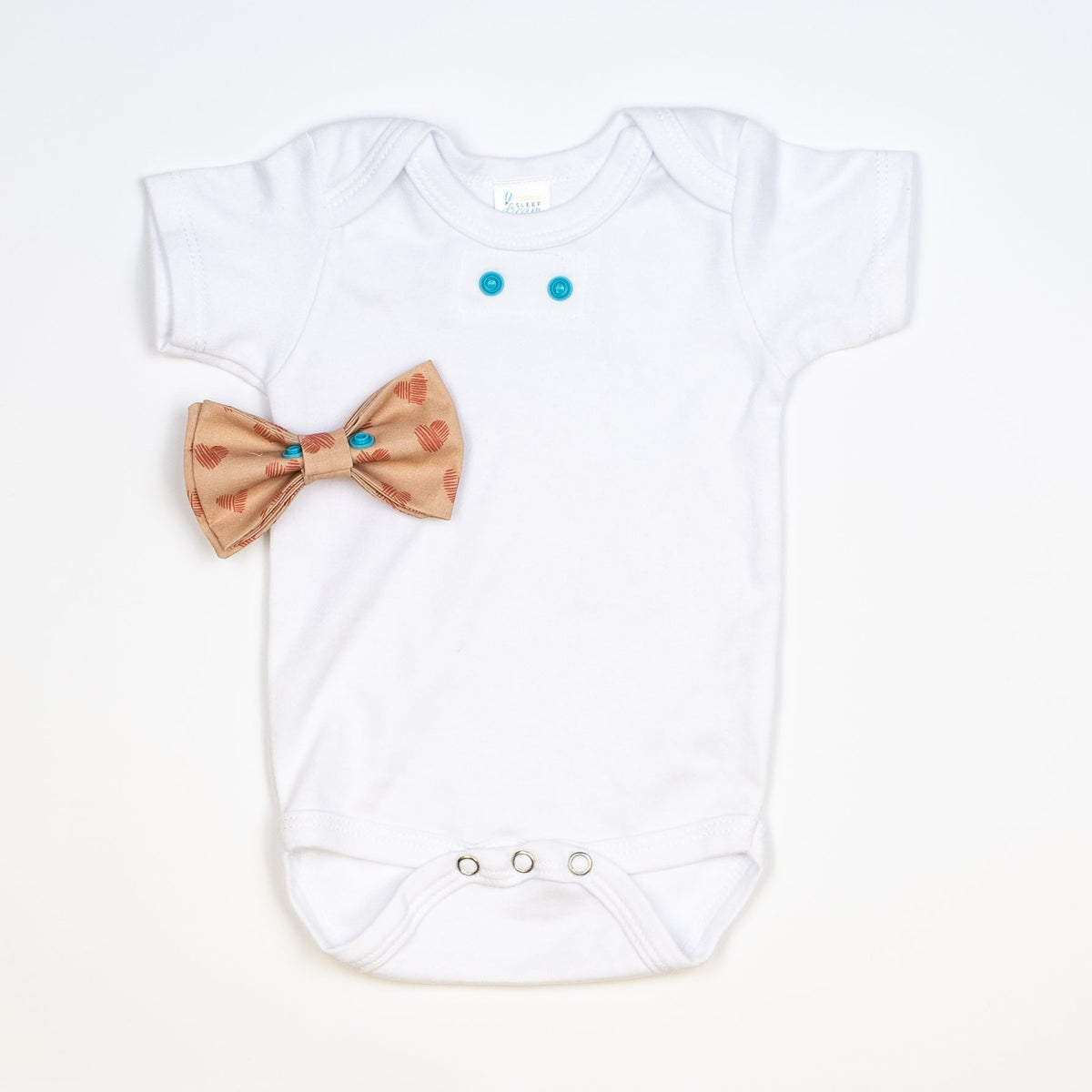 Cuddle Sleep Dream Bowtie Bodysuit Sketch Hearts on Latte Bowtie Bodysuit