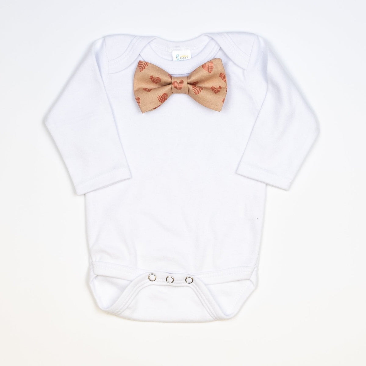 Cuddle Sleep Dream Bowtie Bodysuit Sketch Hearts on Latte Bowtie Bodysuit