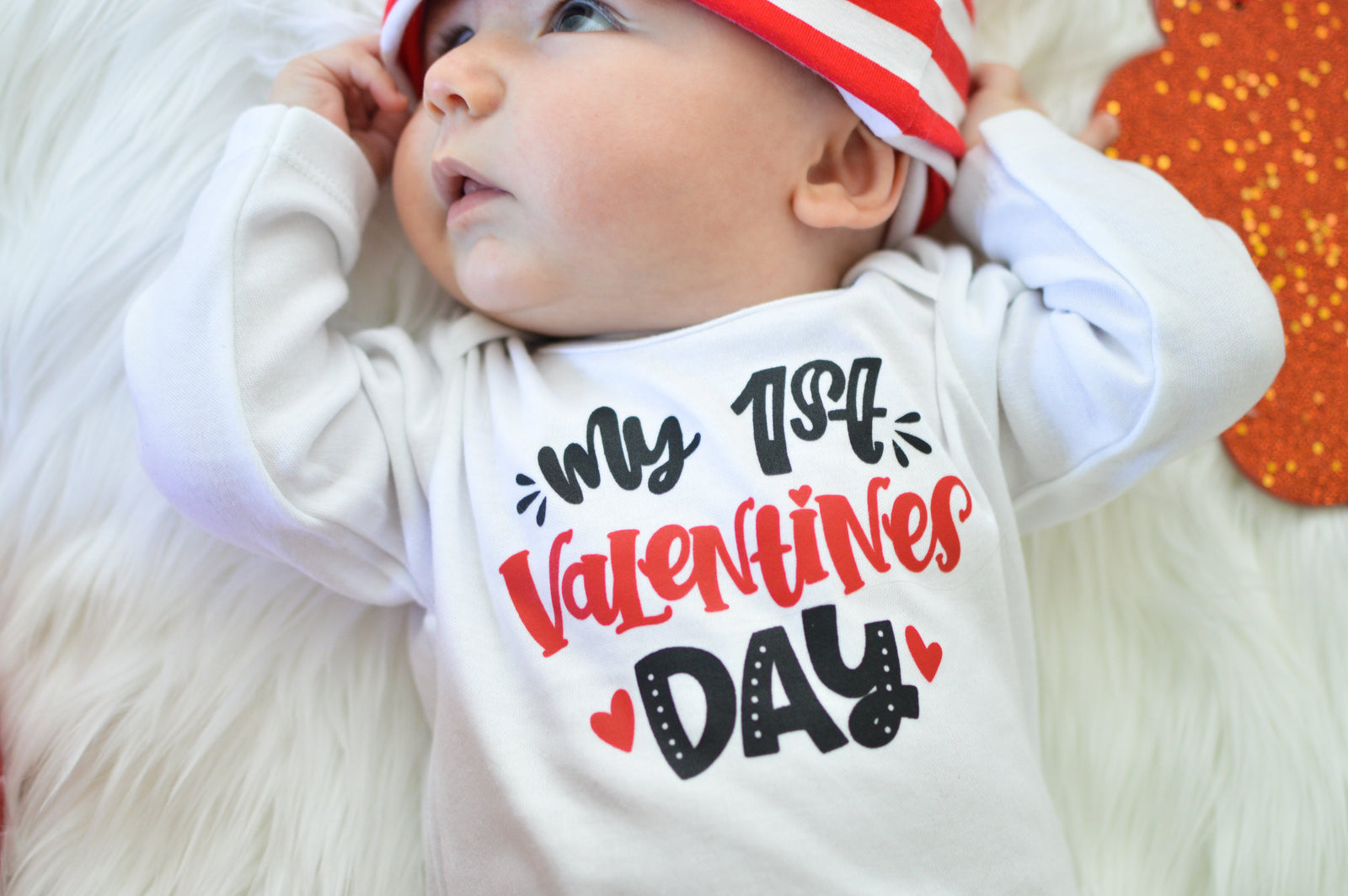 Cuddle Sleep Dream 1st Valentine's Day - White Onesie