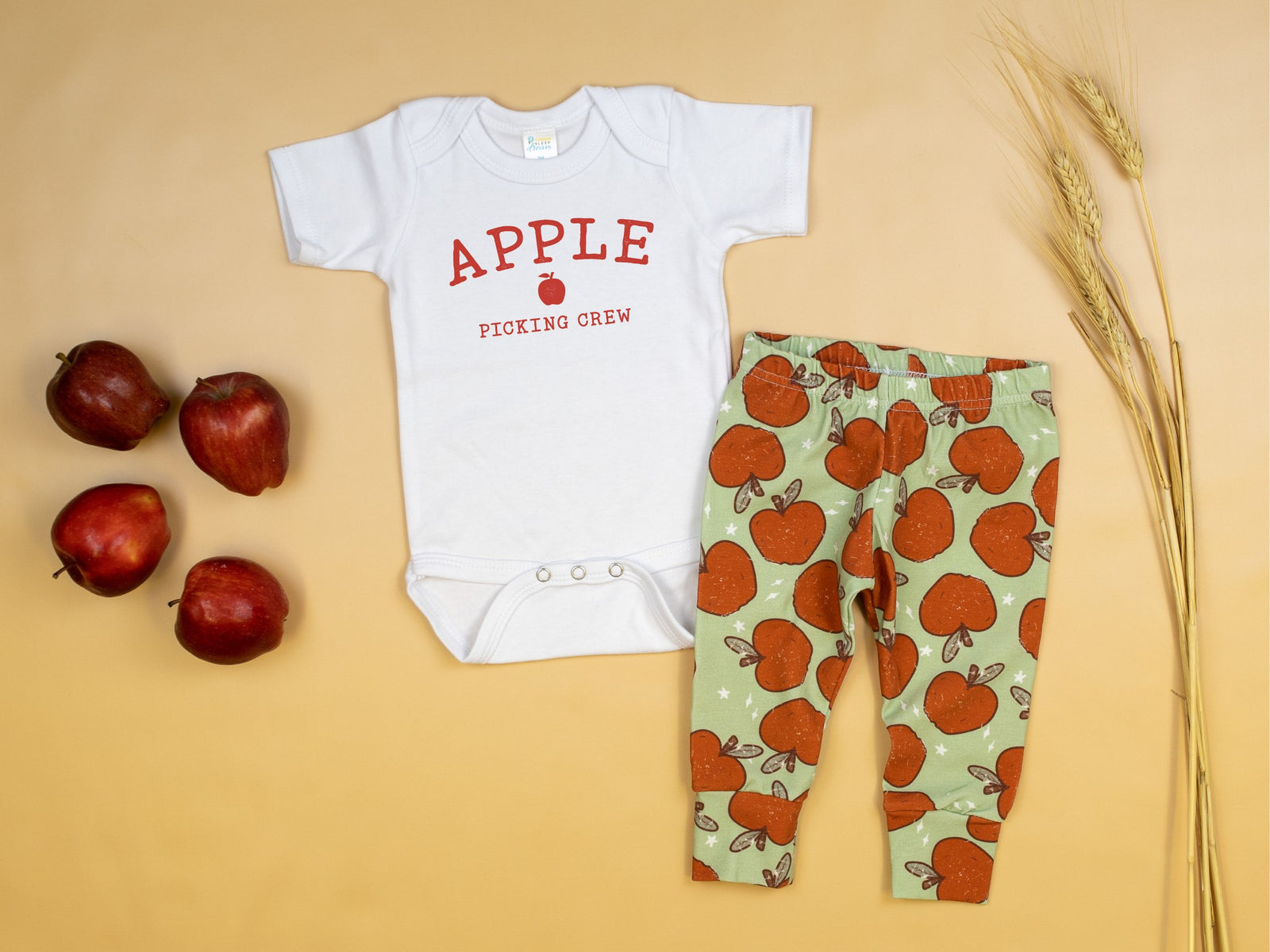 Cuddle Sleep Dream Newborn Short Sleeve Apple Picking Crew Bodysuit