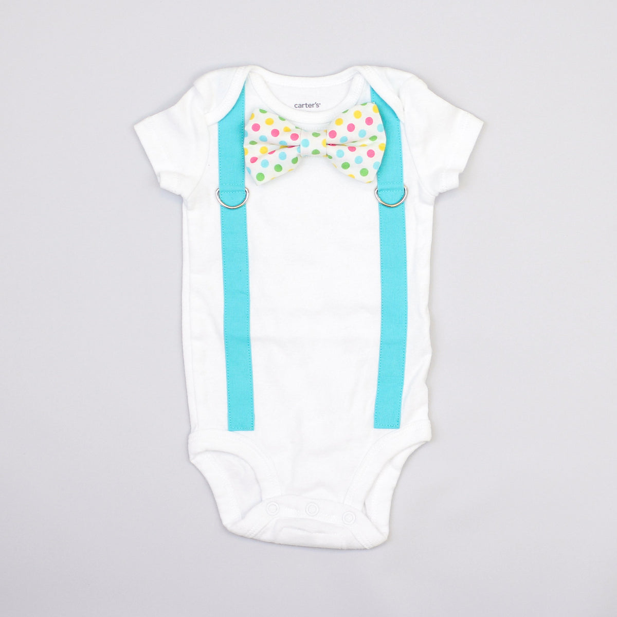 Cuddle Sleep Dream Oh Snap Aqua Suspender | Easter Dot Bowtie