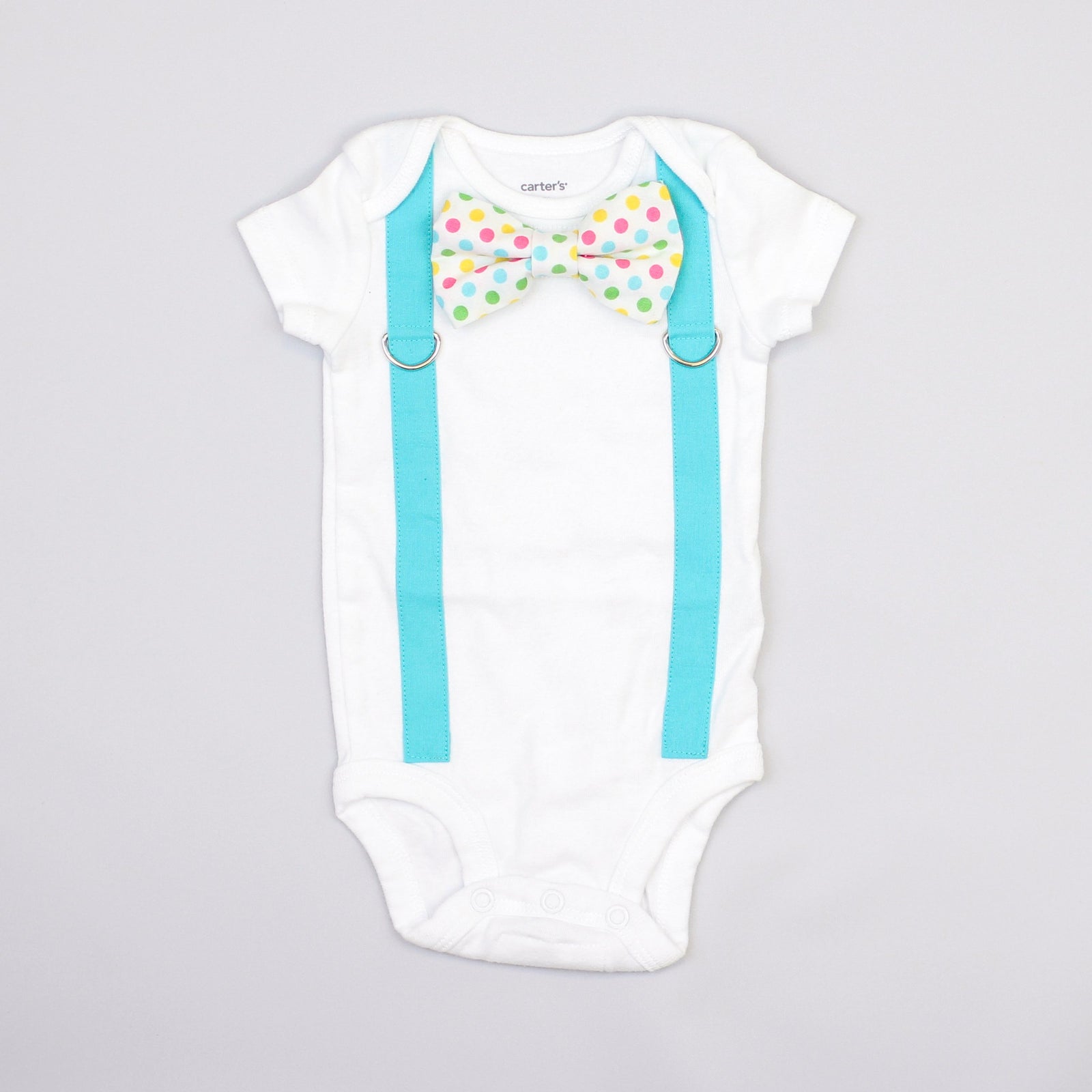 Cuddle Sleep Dream Oh Snap Aqua Suspender | Easter Dot Bowtie