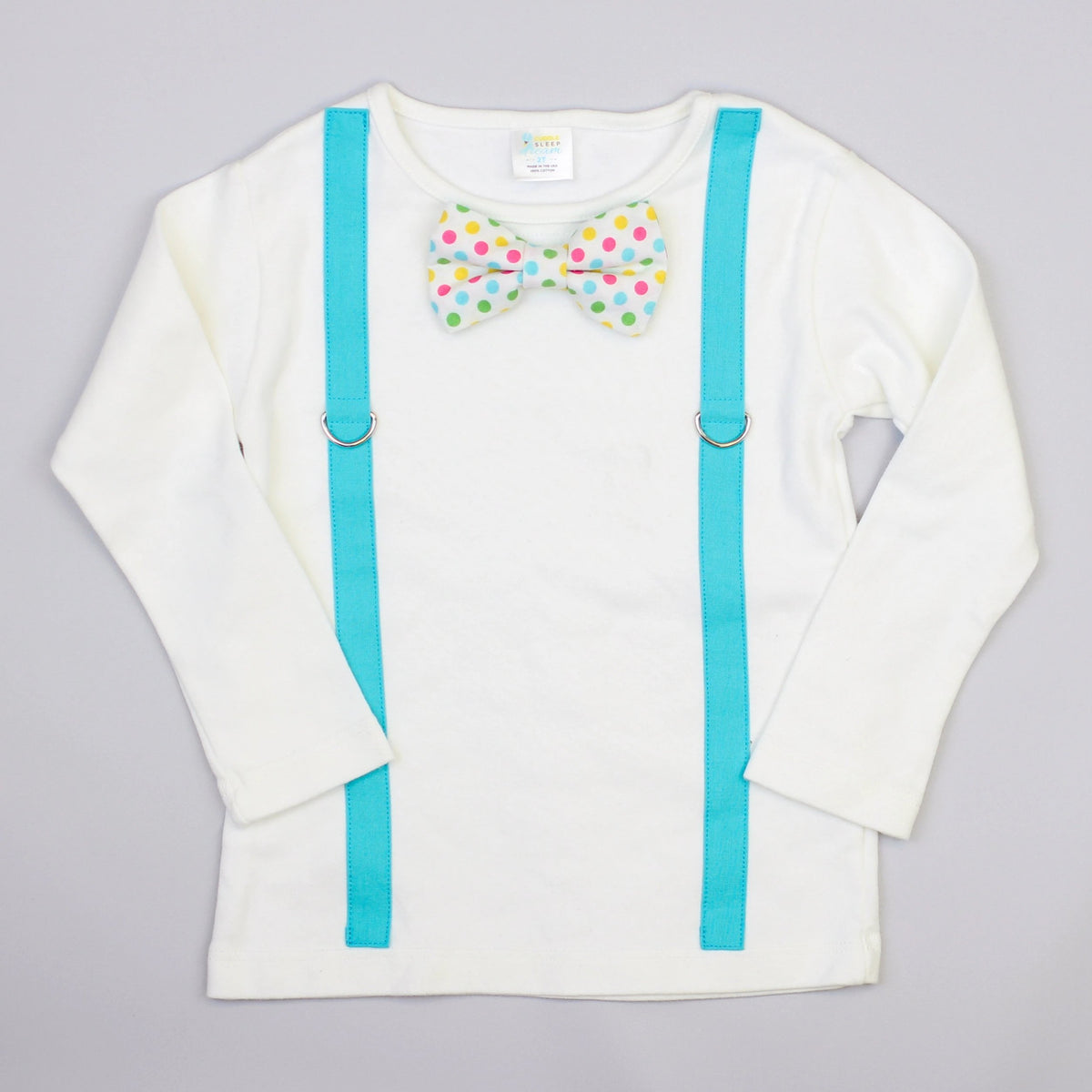 Cuddle Sleep Dream Oh Snap Aqua Suspender | Easter Dot Bowtie