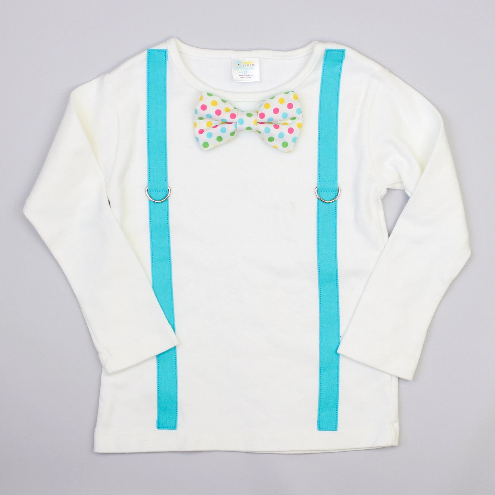 Cuddle Sleep Dream Oh Snap Aqua Suspender | Easter Dot Bowtie