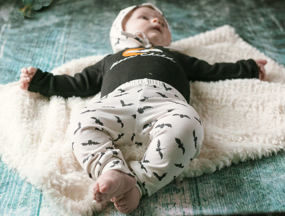 Cuddle Sleep Dream Slim Joggers Bats on Ivory Slim Joggers