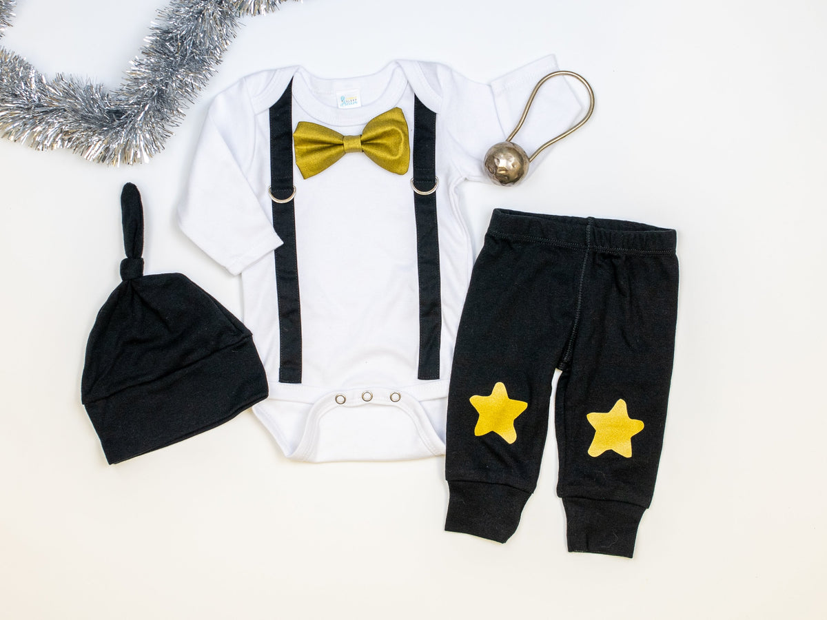 Cuddle Sleep Dream Oh Snap Black Suspender / Metallic Gold Bow Tie