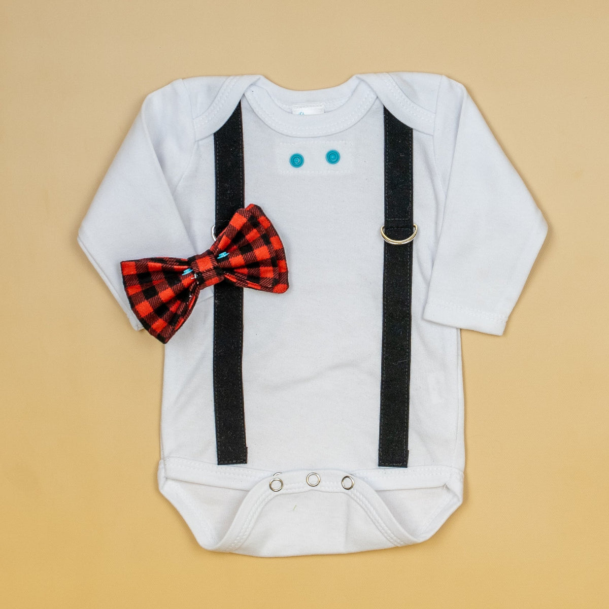 Cuddle Sleep Dream Oh Snap Black Suspenders / Buffalo Plaid Bowtie