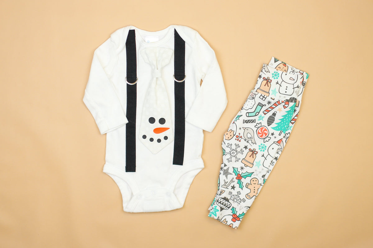Black Suspenders | Snowman Tie