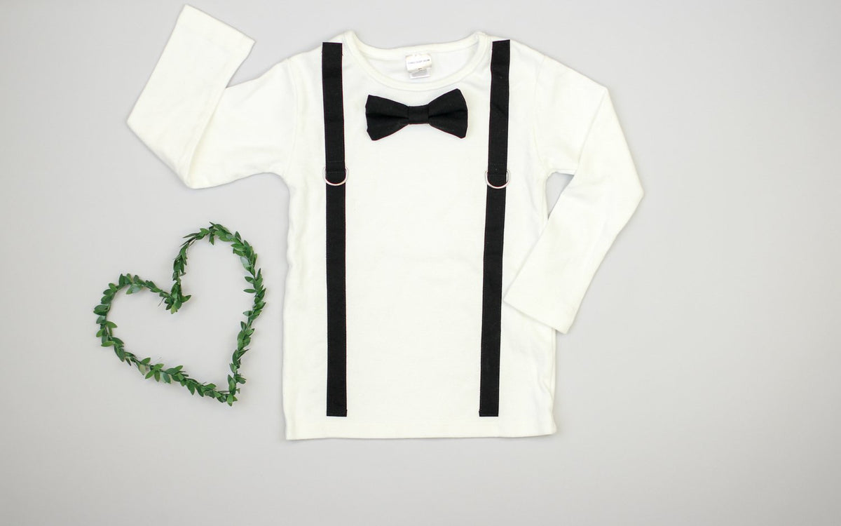 Cuddle Sleep Dream Oh Snap Black Suspenders / Solid Black bowtie (Baby Tuxedo)
