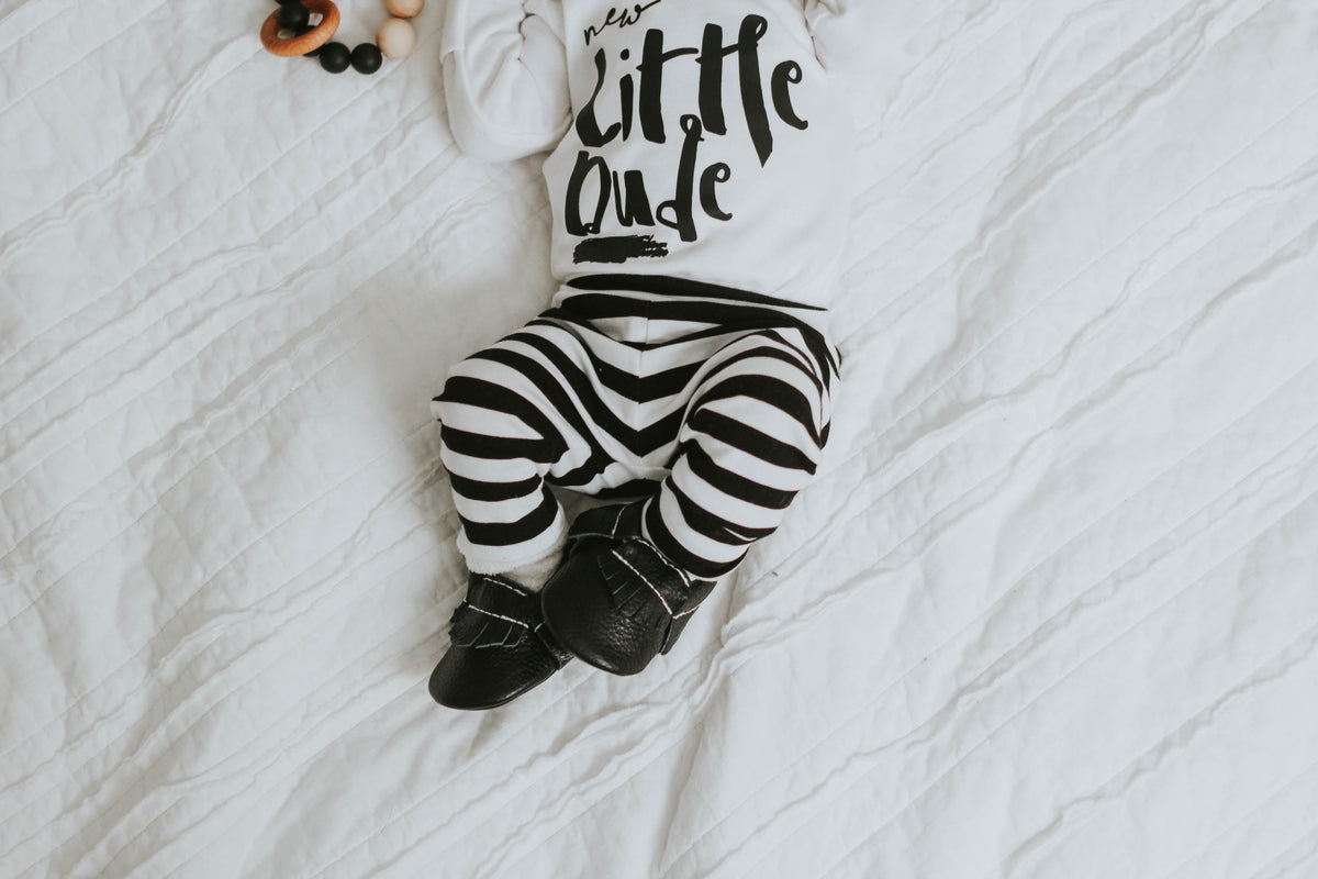 Cuddle Sleep Dream Leggings Black/White Stripe Leggings