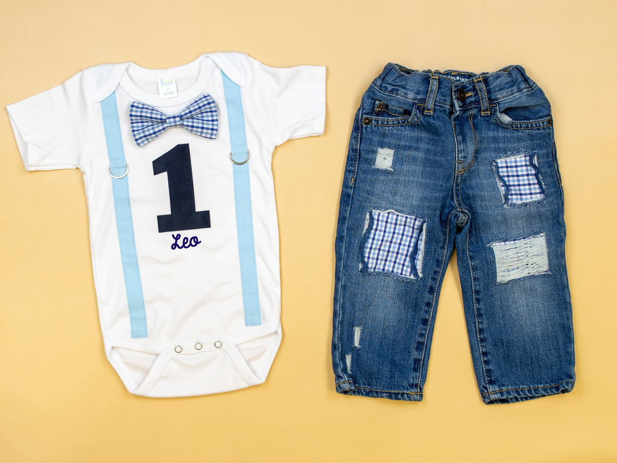 Cuddle Sleep Dream Blue Check Destroyed Jeans