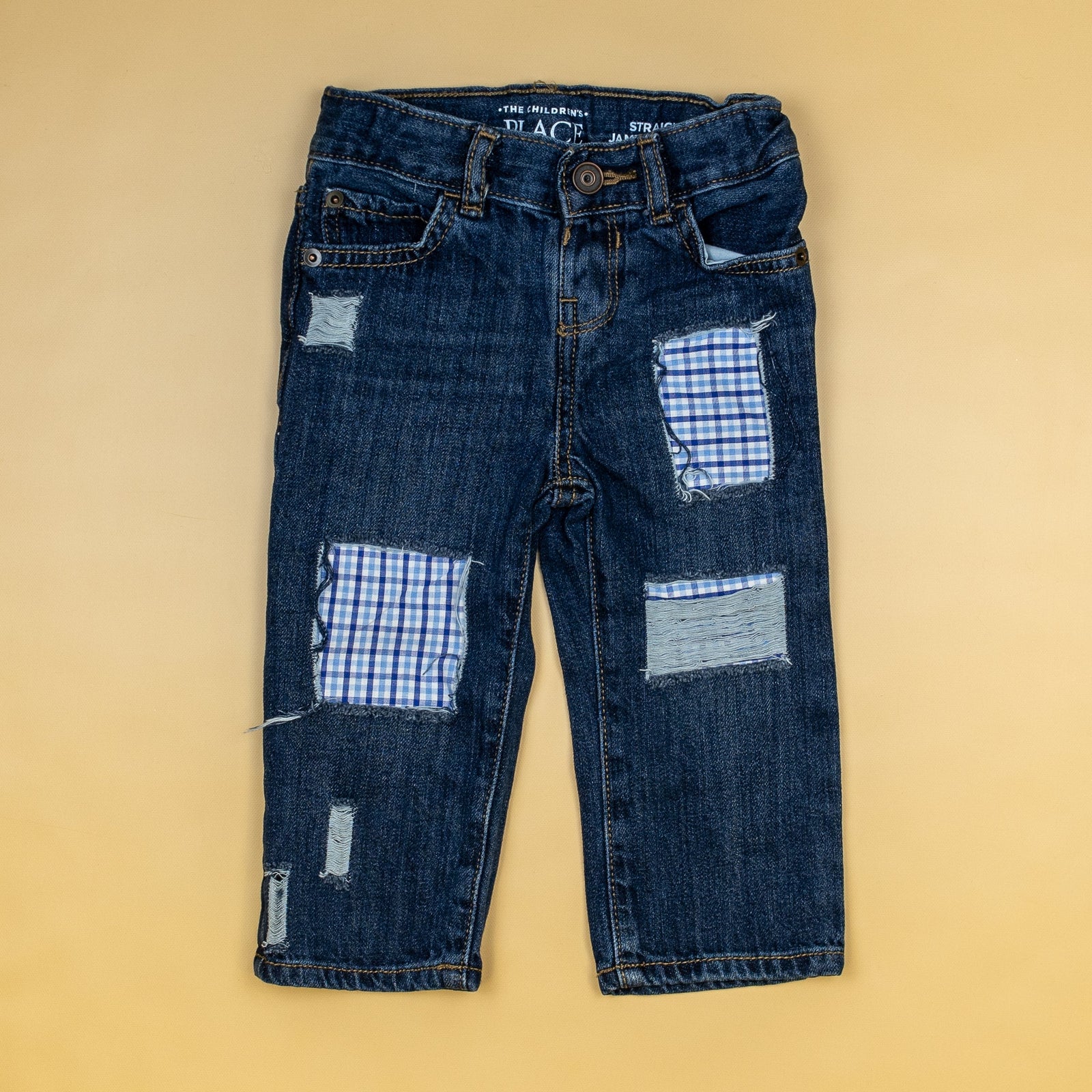 Cuddle Sleep Dream Blue Check Destroyed Jeans