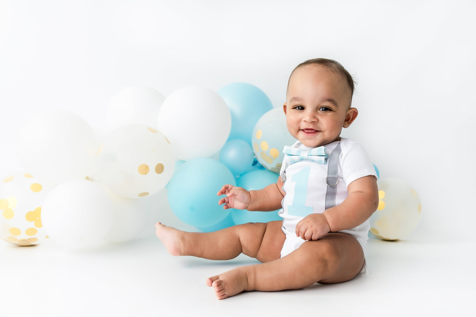 Cuddle Sleep Dream Oh Snap Blue & Gray 1st Birthday Onesie