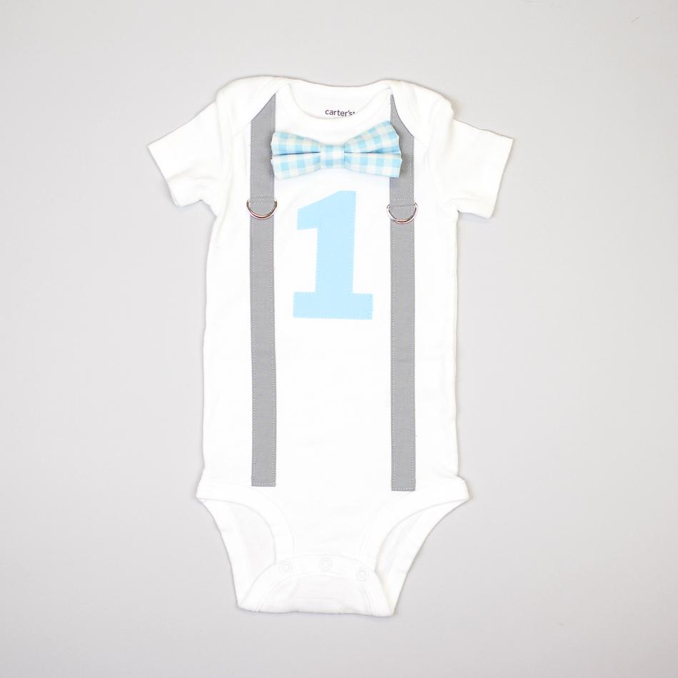 Cuddle Sleep Dream Oh Snap Blue & Gray 1st Birthday Onesie