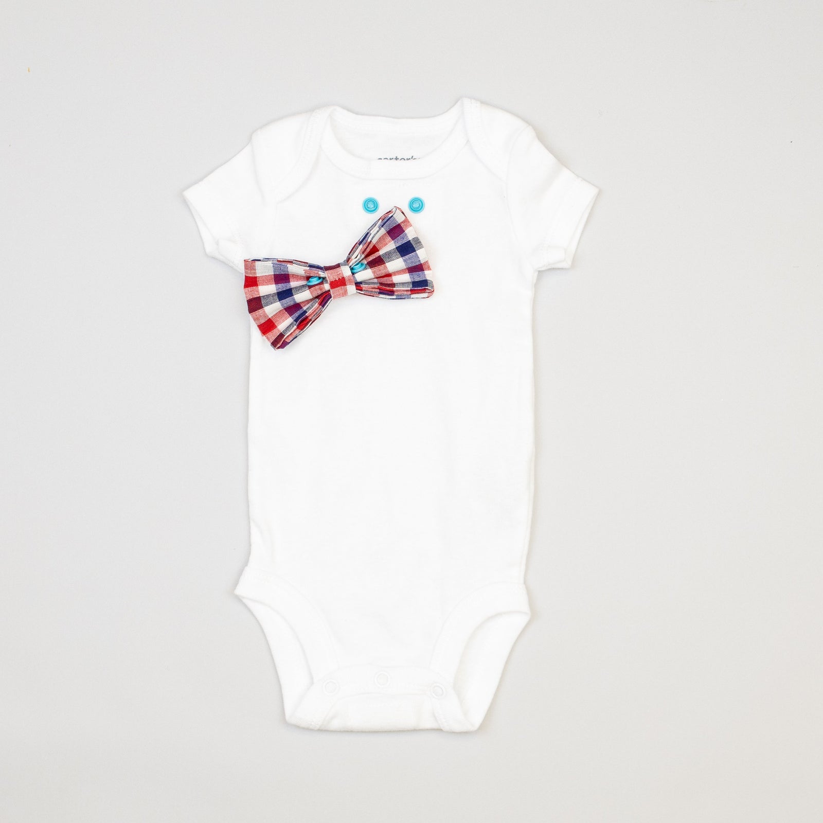 Cuddle Sleep Dream Bowtie Bodysuit Blue / Red Check Bowtie Bodysuit