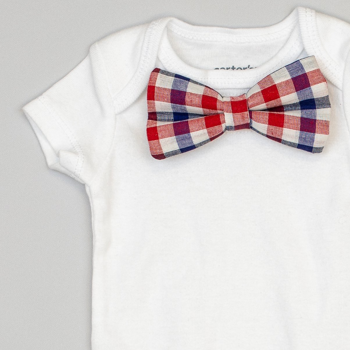 Cuddle Sleep Dream Bowtie Bodysuit Blue / Red Check Bowtie Bodysuit