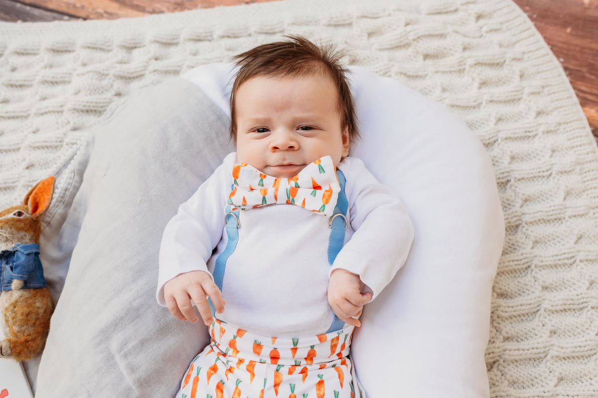 Cuddle Sleep Dream Oh Snap Blue Suspenders / Carrot Bowtie