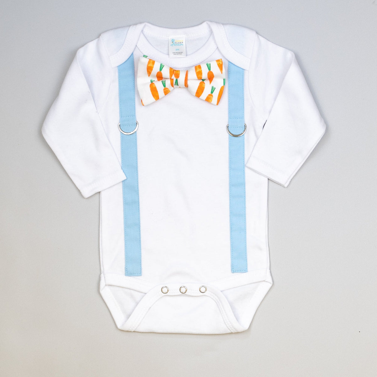 Cuddle Sleep Dream Oh Snap Blue Suspenders / Carrot Bowtie