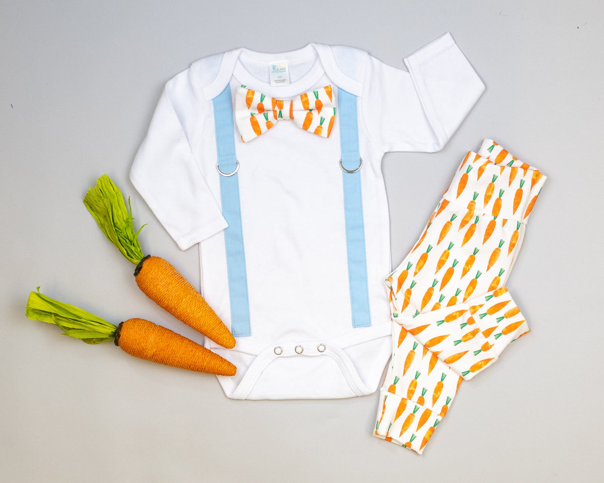 Cuddle Sleep Dream Oh Snap Blue Suspenders / Carrot Bowtie