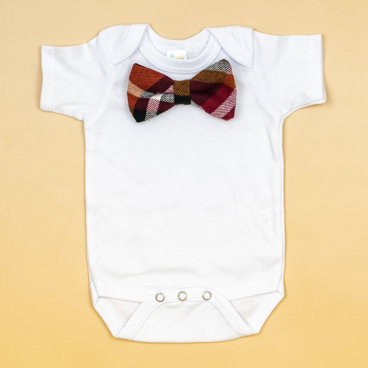 Cuddle Sleep Dream Bowtie Bodysuit Burgundy/Black/Gold Plaid Bowtie Bodysuit