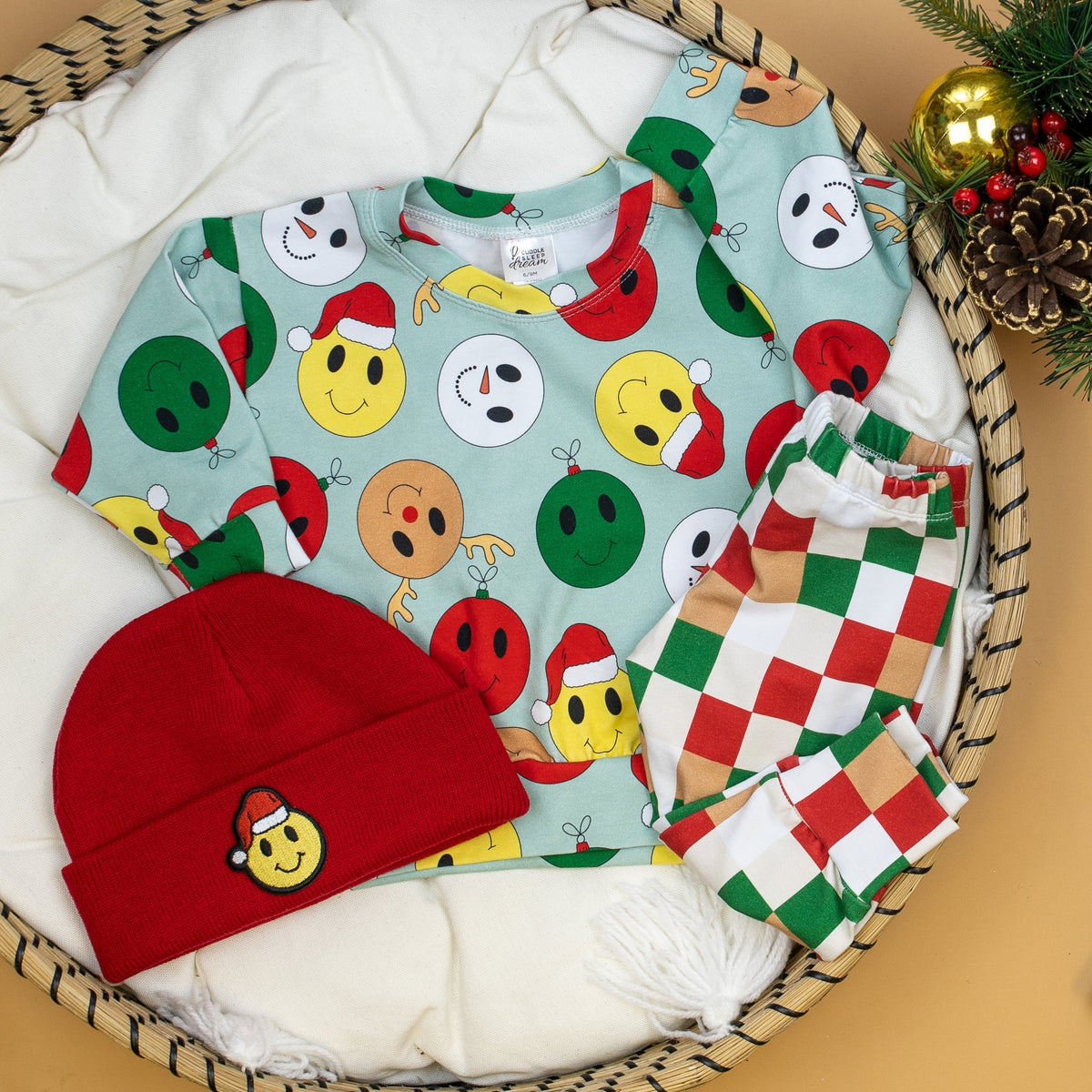 Cuddle Sleep Dream Christmas Smiley Santa Beanies