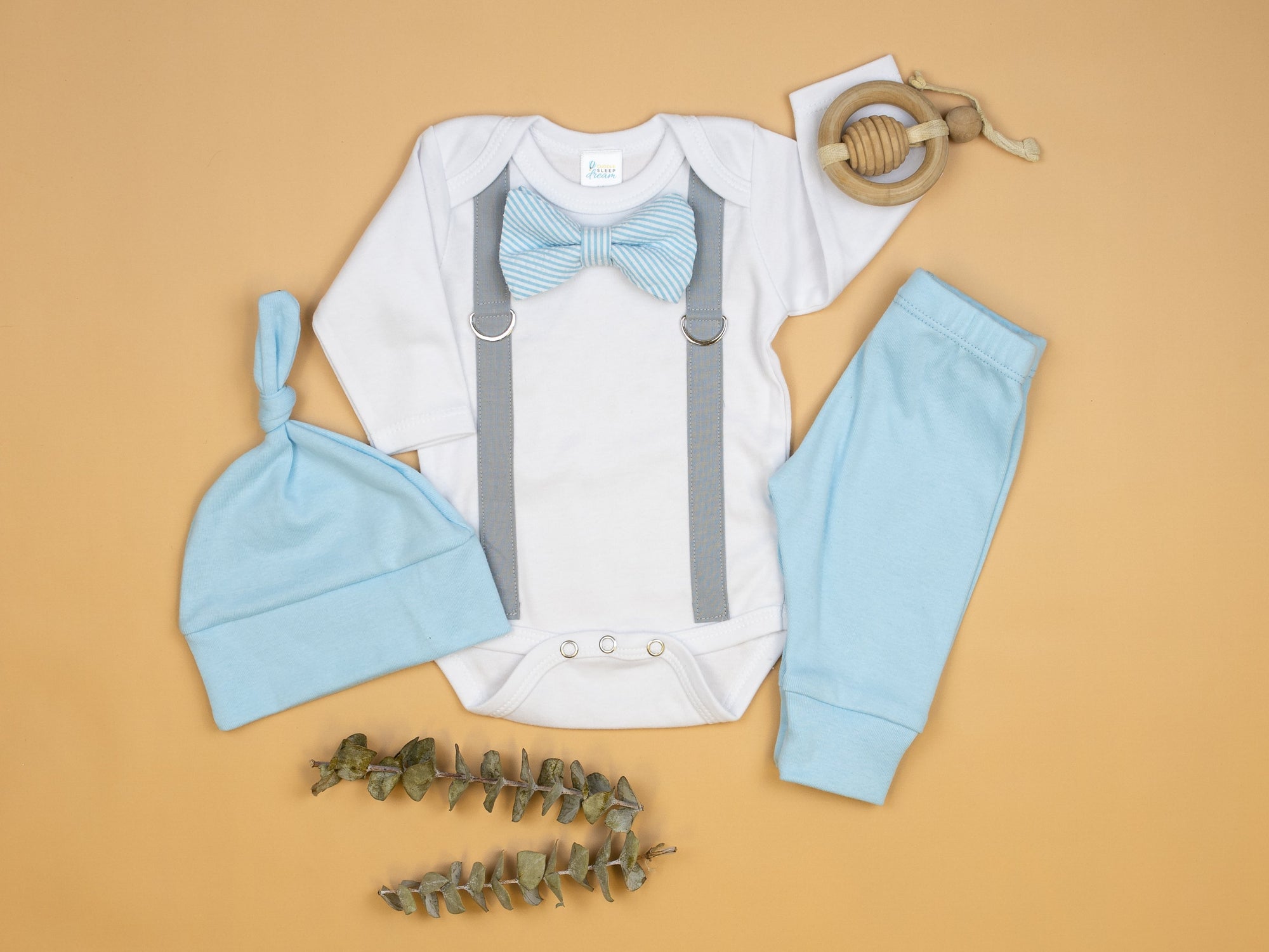 Cuddle Sleep Dream Set Newborn Long Sleeve Classic Coming Home Outfit Bundle | Light Blue