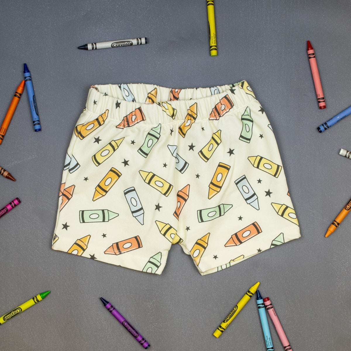 Cuddle Sleep Dream Rolled Hem Shorts Crayons | French Terry Play Shorts
