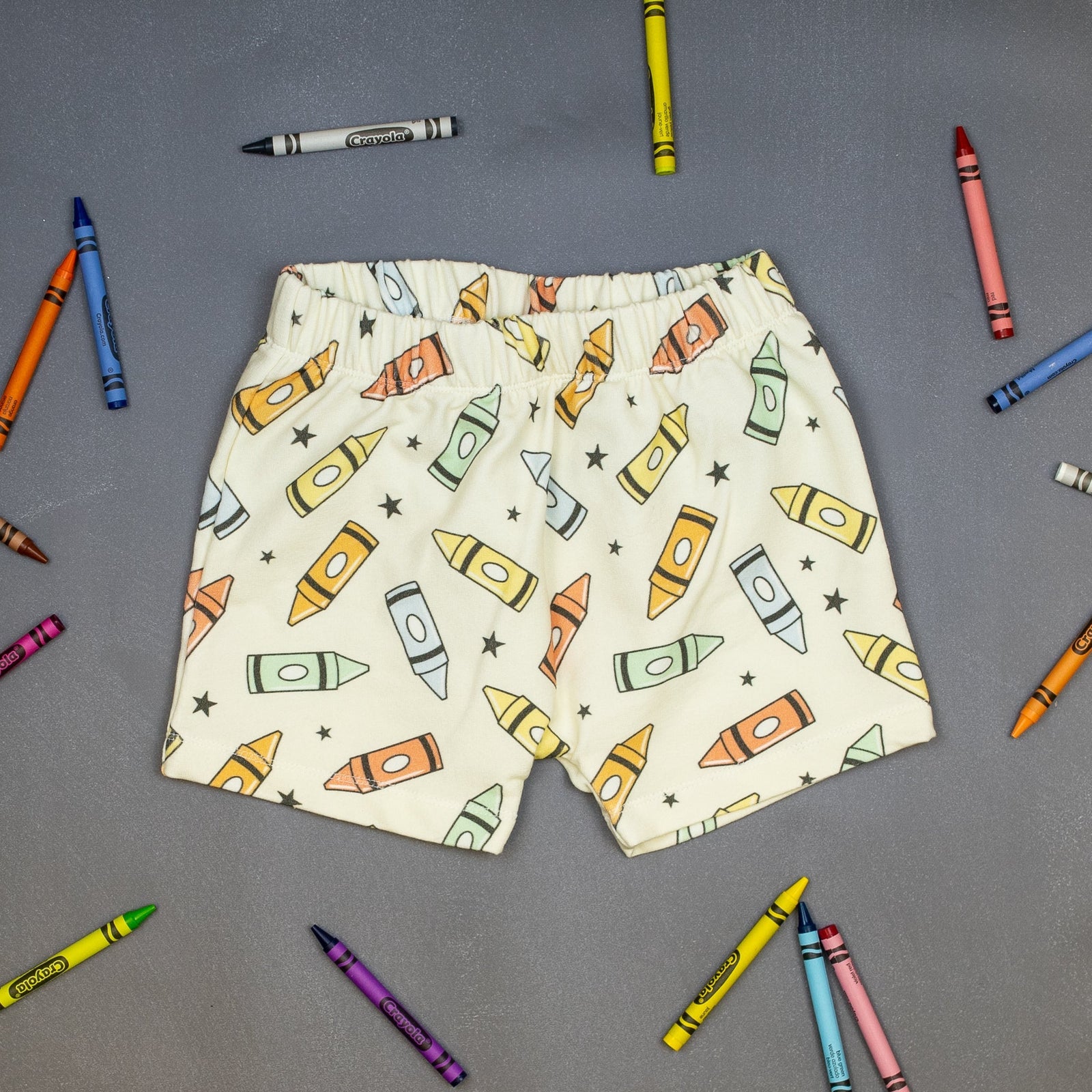 Cuddle Sleep Dream Rolled Hem Shorts Crayons | French Terry Play Shorts