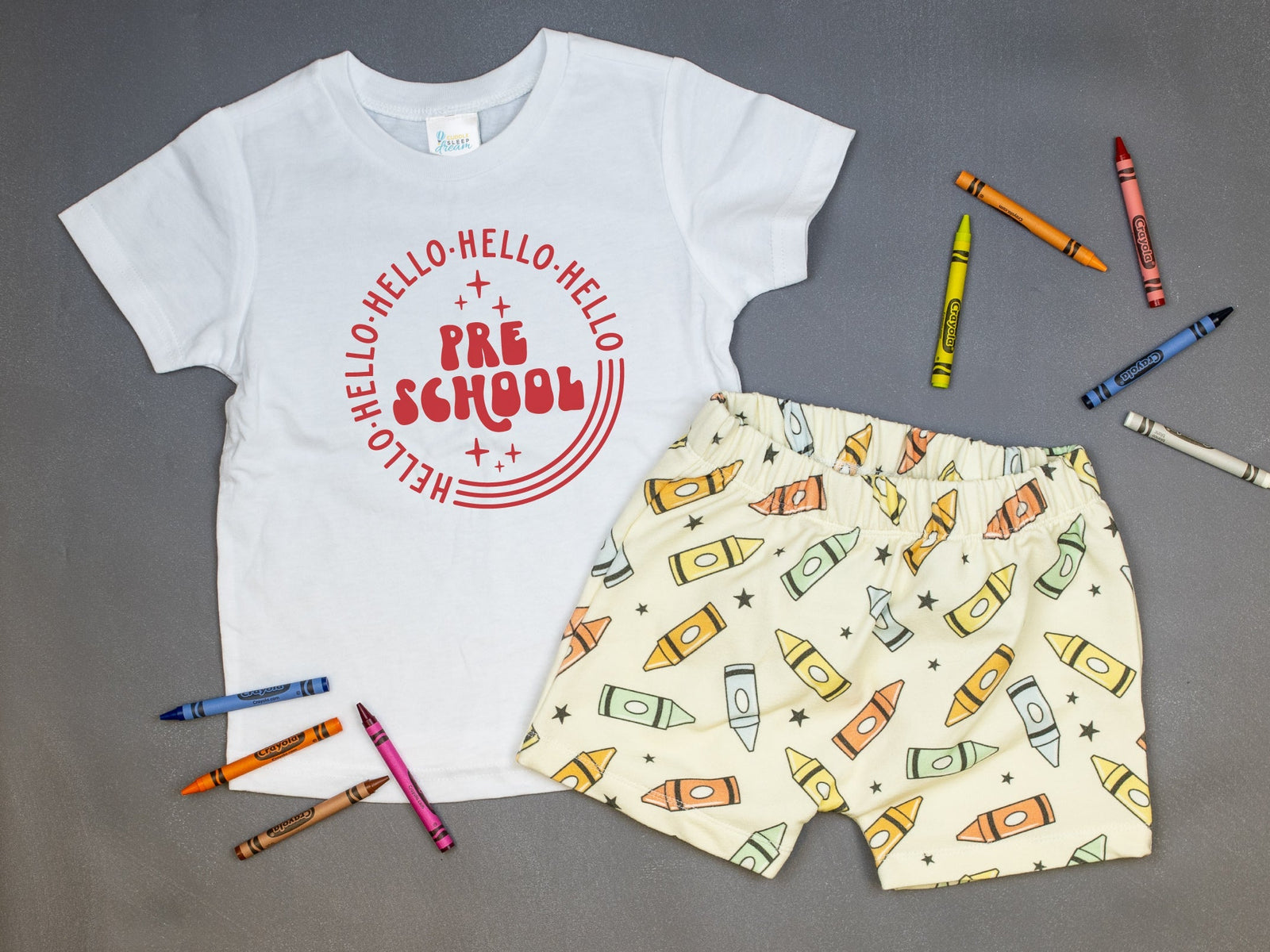 Cuddle Sleep Dream Rolled Hem Shorts Crayons | French Terry Play Shorts