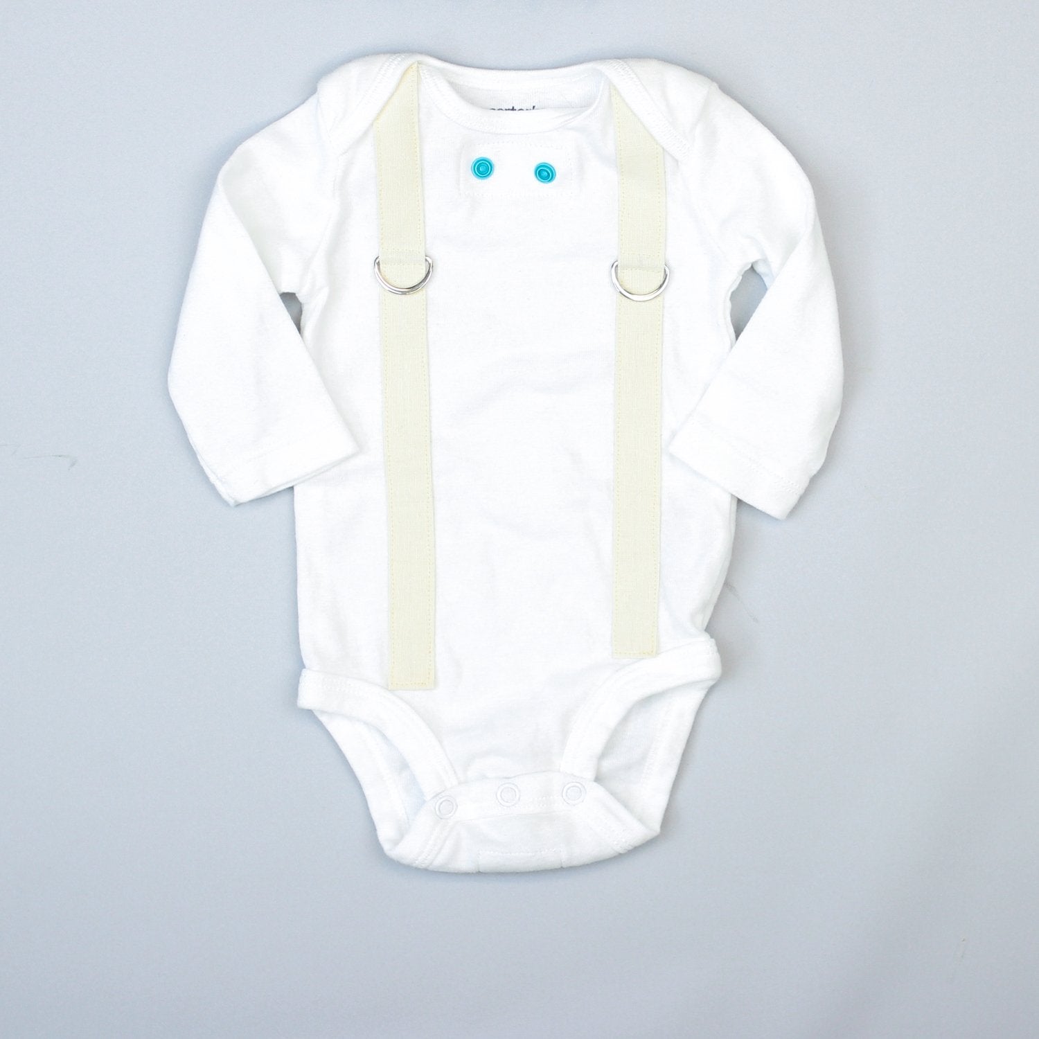 Cream Linen Suspenders - Onesie or Tshirt