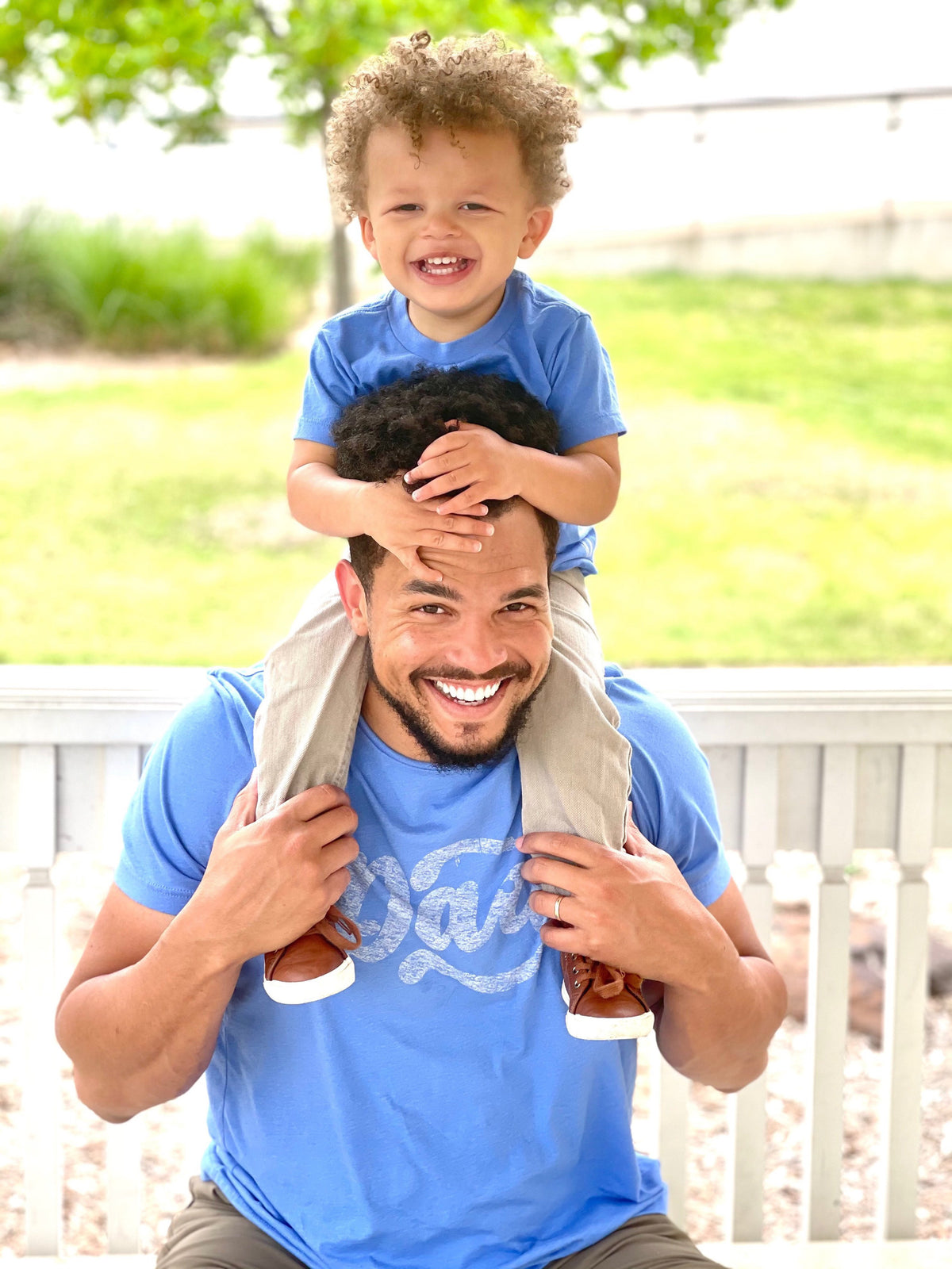 Cuddle Sleep Dream Dad on Heather Blue | Adult Tshirt
