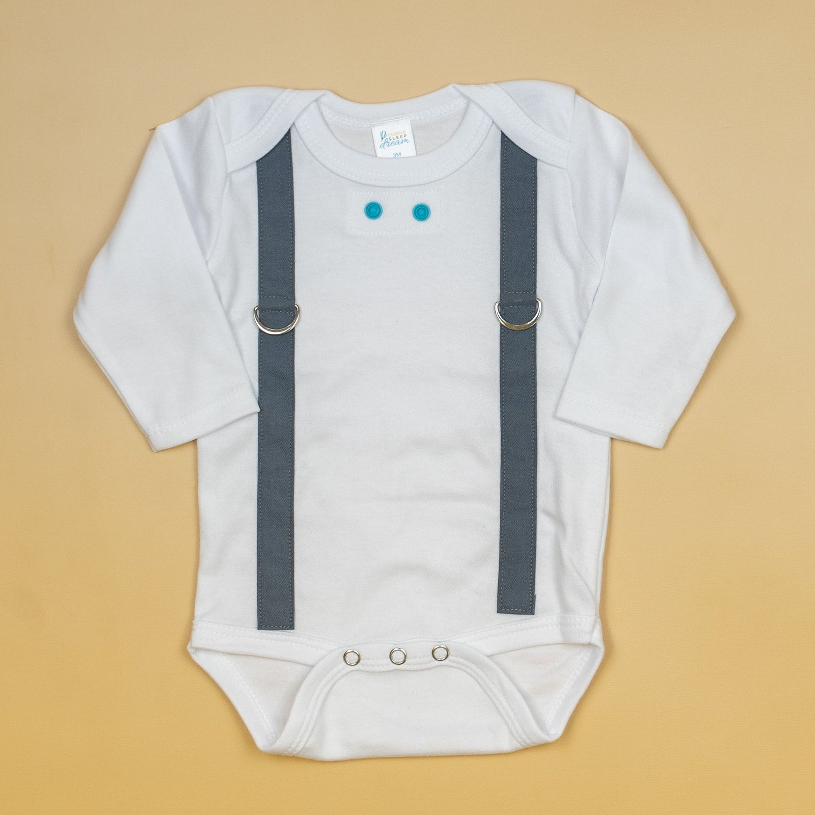 Cuddle Sleep Dream Oh Snap Dark Gray Suspenders - Onesie or Tshirt