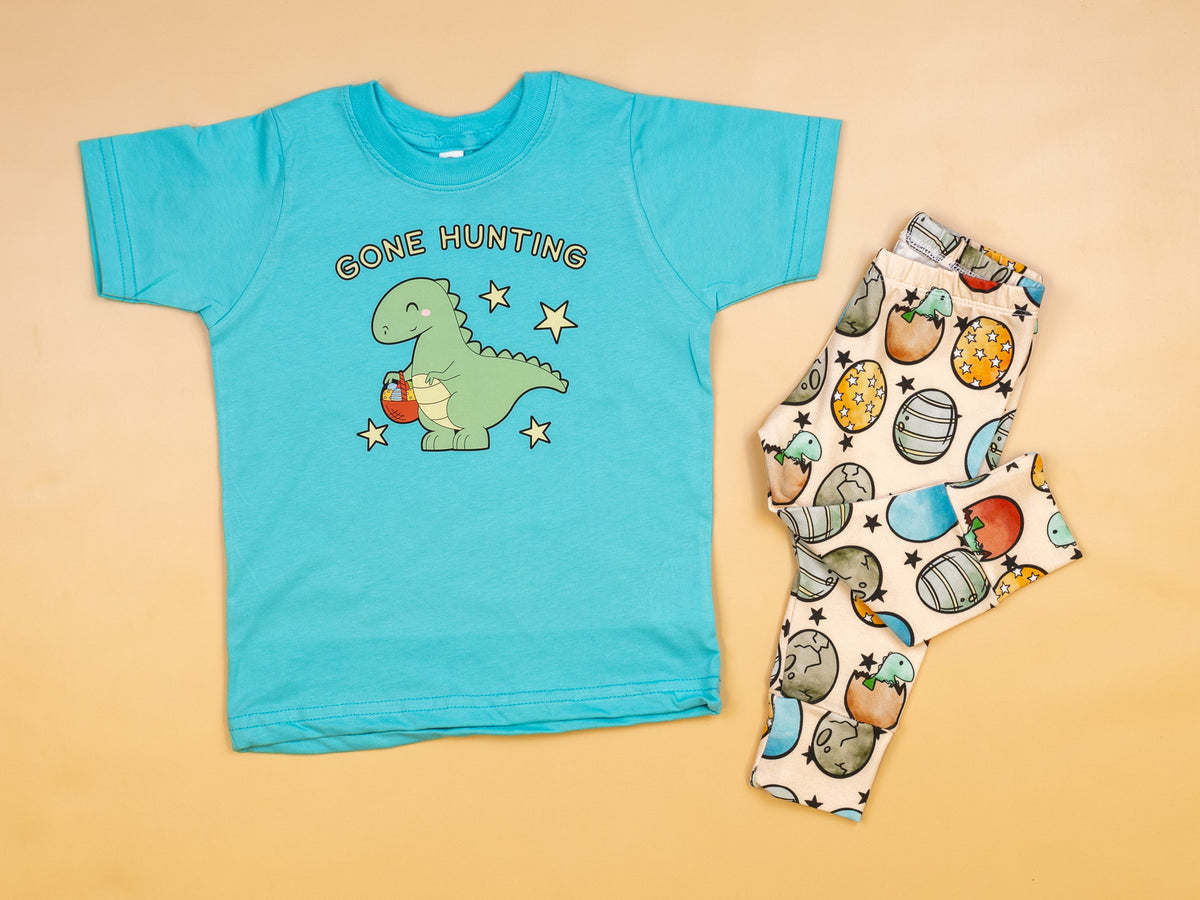 Cuddle Sleep Dream Graphic Tee Easter Dinosaur &quot;Gone Hunting&quot; | Tshirt