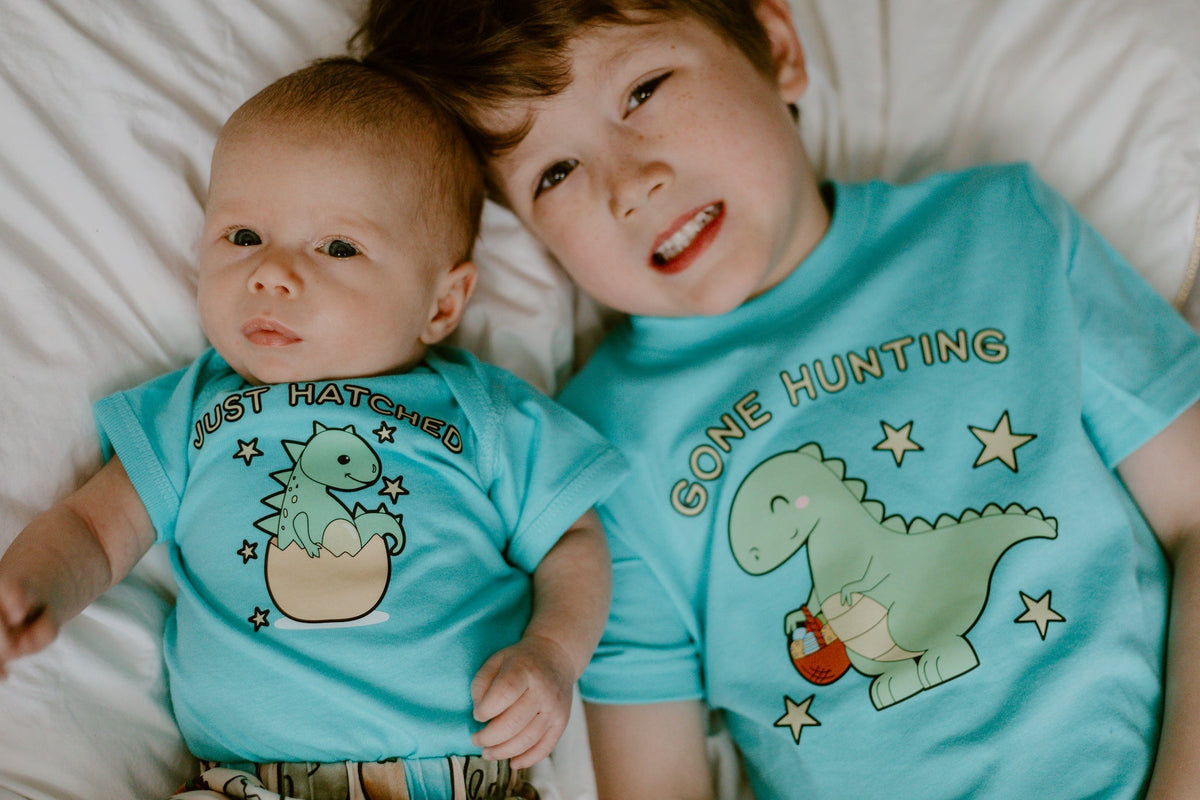 Cuddle Sleep Dream Graphic Tee Easter Dinosaur &quot;Gone Hunting&quot; | Tshirt