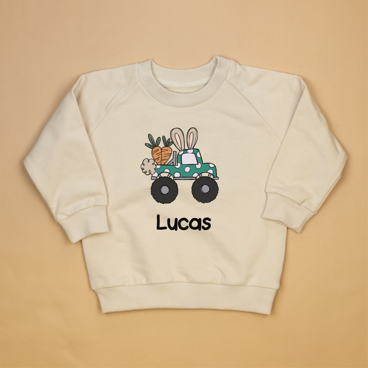 Cuddle Sleep Dream Easter Monster Truck | Cream Terry Sweatshirt
